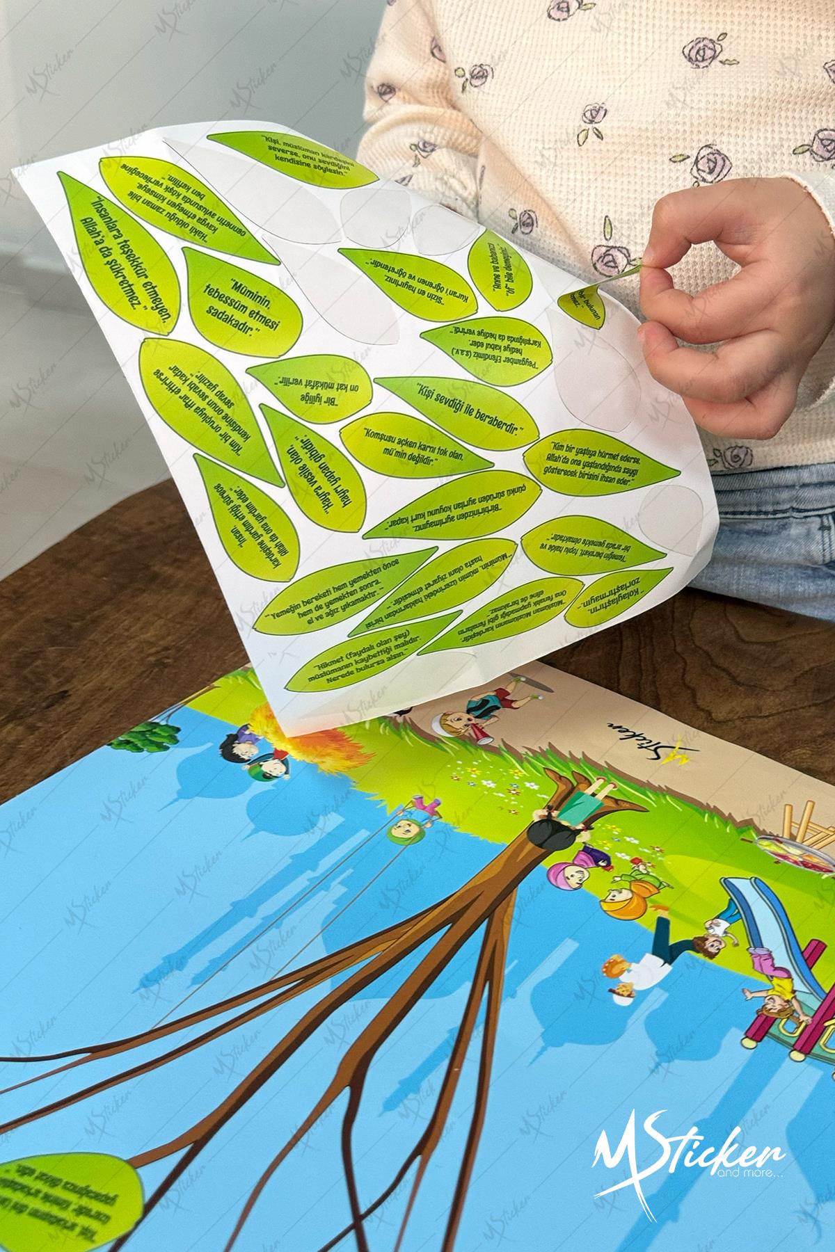 Hadis Ağacı Sticker Seti, Çocuklar için Hadisleri Öğrenme Eğitici Oyun Seti, 40 Hadis Stickerları