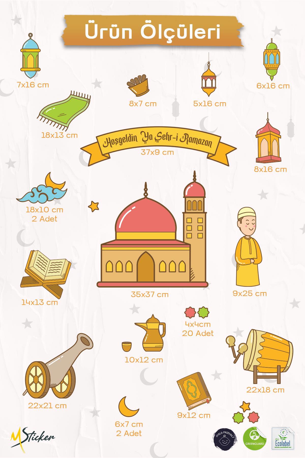 Hoşgeldin Ramazan Temalı Camili Sticker Seti Ramazan Figürleri Sticker, Çocuklar İçin Ramazan Seti3