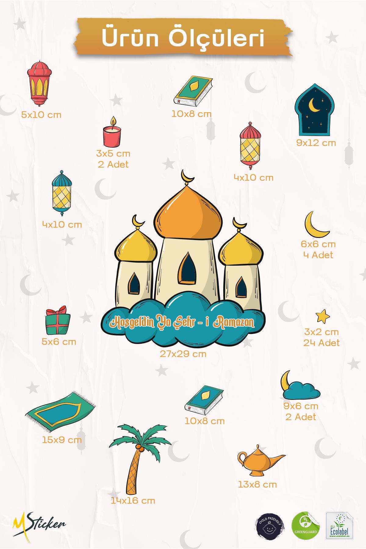 Hoşgeldin Ramazan Temalı Camili Sticker Seti Ramazan Figürleri Sticker, Çocuklar İçin Ramazan Seti