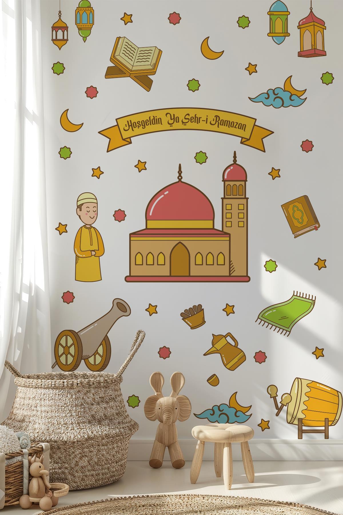 Hoşgeldin Ramazan Temalı Camili Sticker Seti Ramazan Figürleri Sticker, Çocuklar İçin Ramazan Seti3