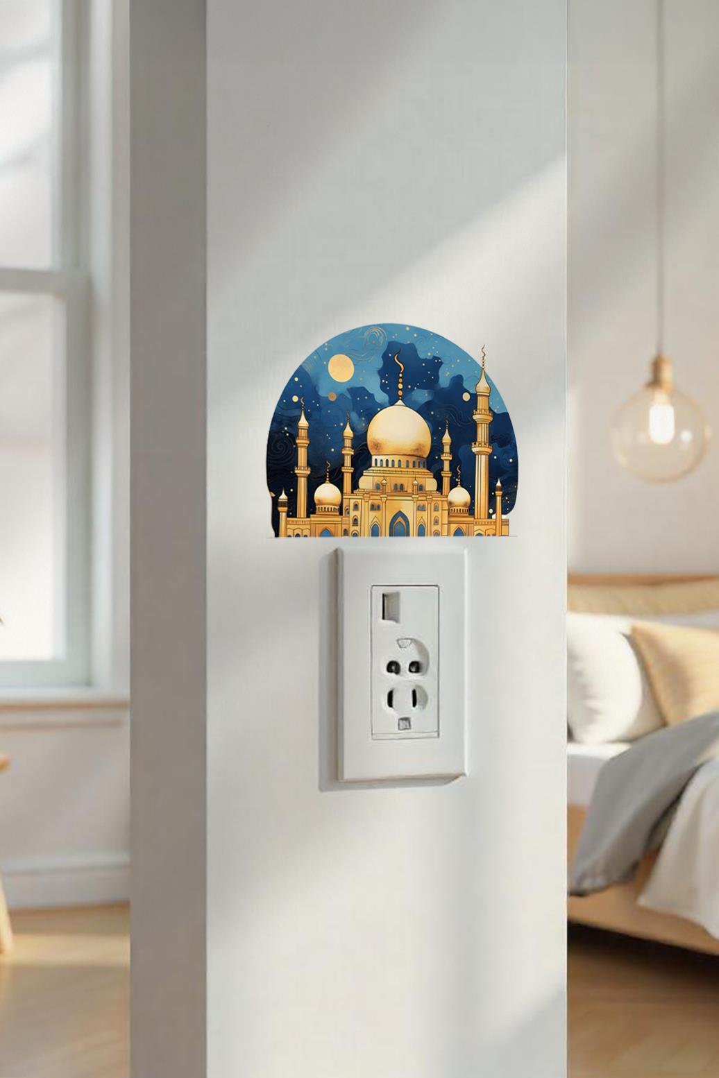 İftar Vakti Cami Görüntüsü Ramazan Priz Sticker Seti Duvar Cam Sticker Ramazan Süsü