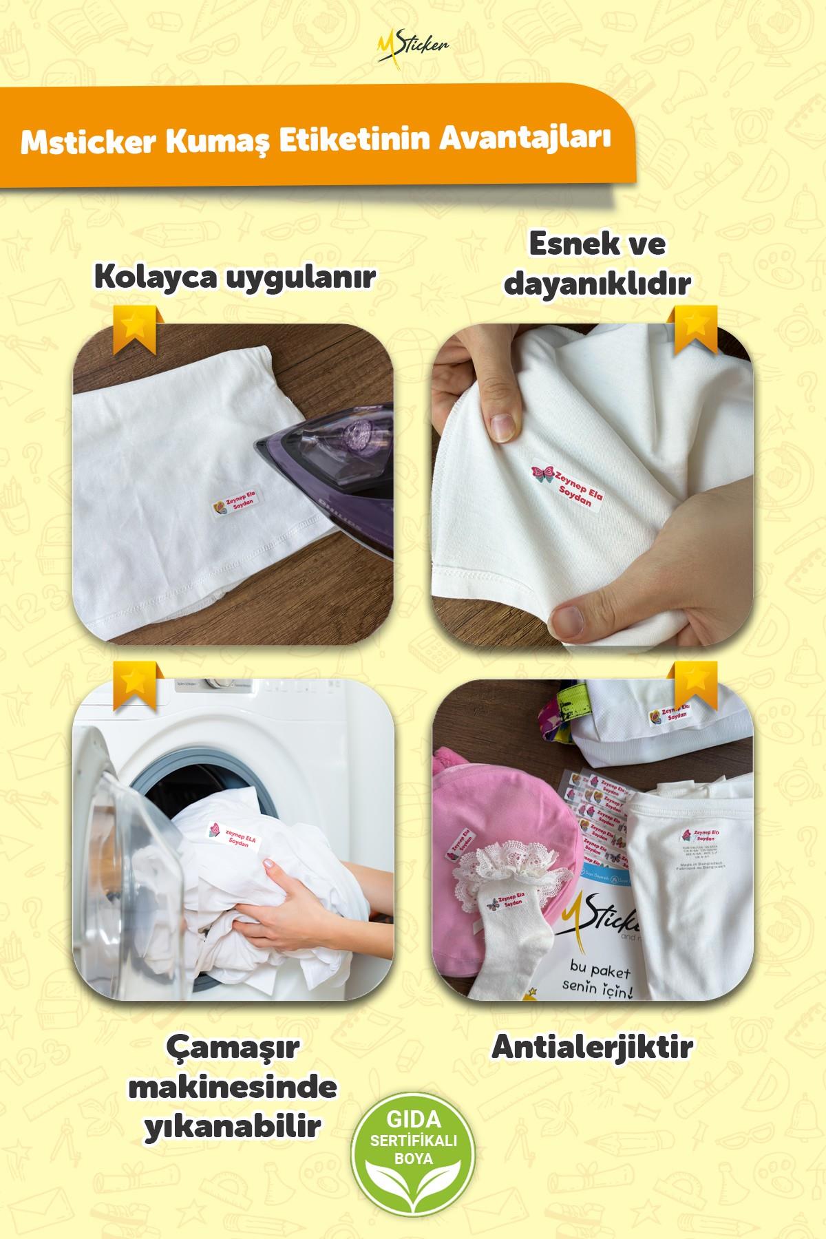 Kıyafet Etiketi - Okul Kıyafetlerine Kişiye Özel 30 Saniyede Kolay Uygulama Yıkanabilir - Hayvanlar