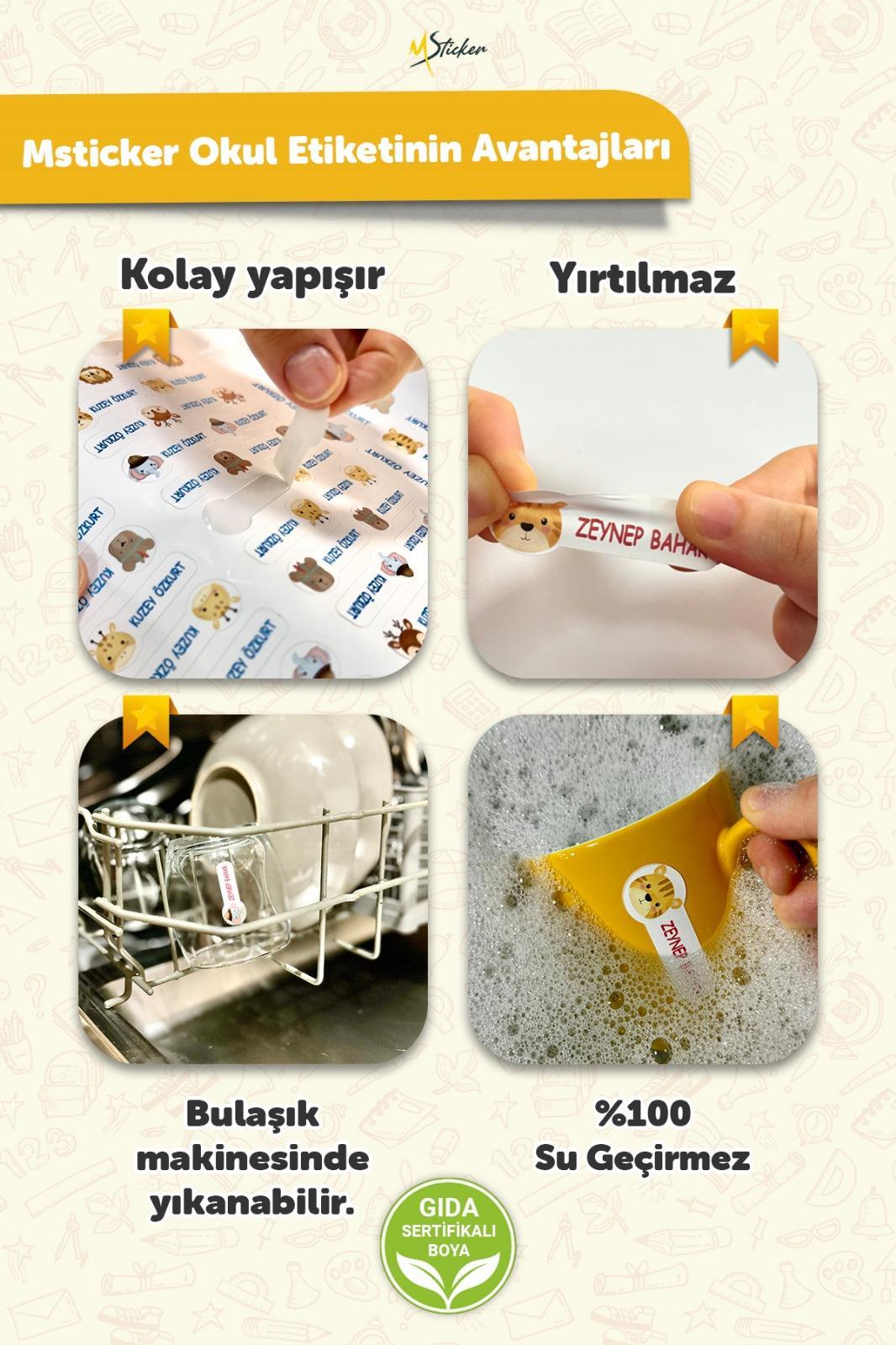 Okul Etiketi Kalem Defter isimli Etiket Isim Yazılabilen Satranç - 190 Adet Özel Yeni Tasarım