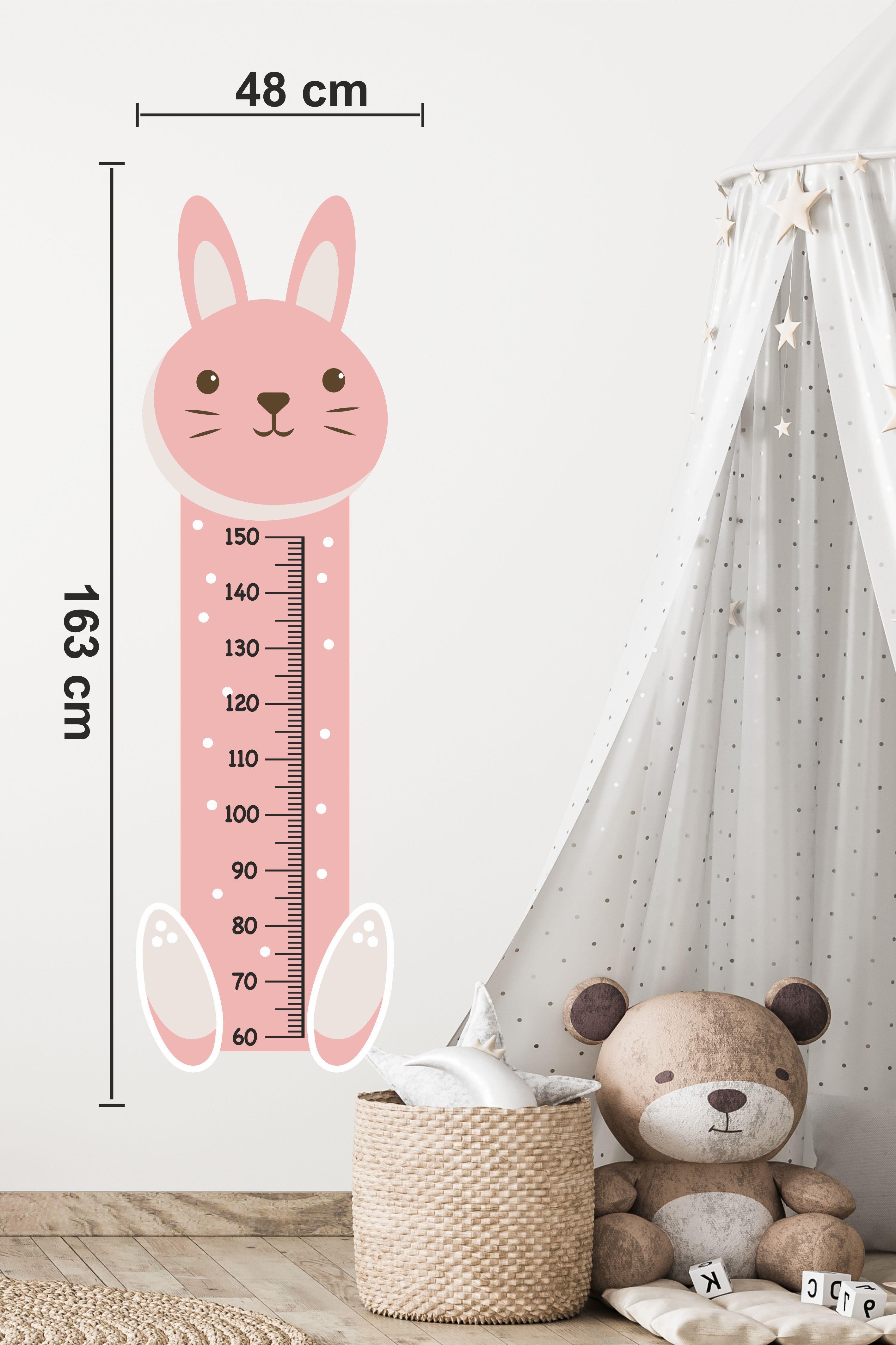 Sevimli Pembe Tavşan Çocuk Bebek Odası Boy Cetveli Sticker (48x163cm)