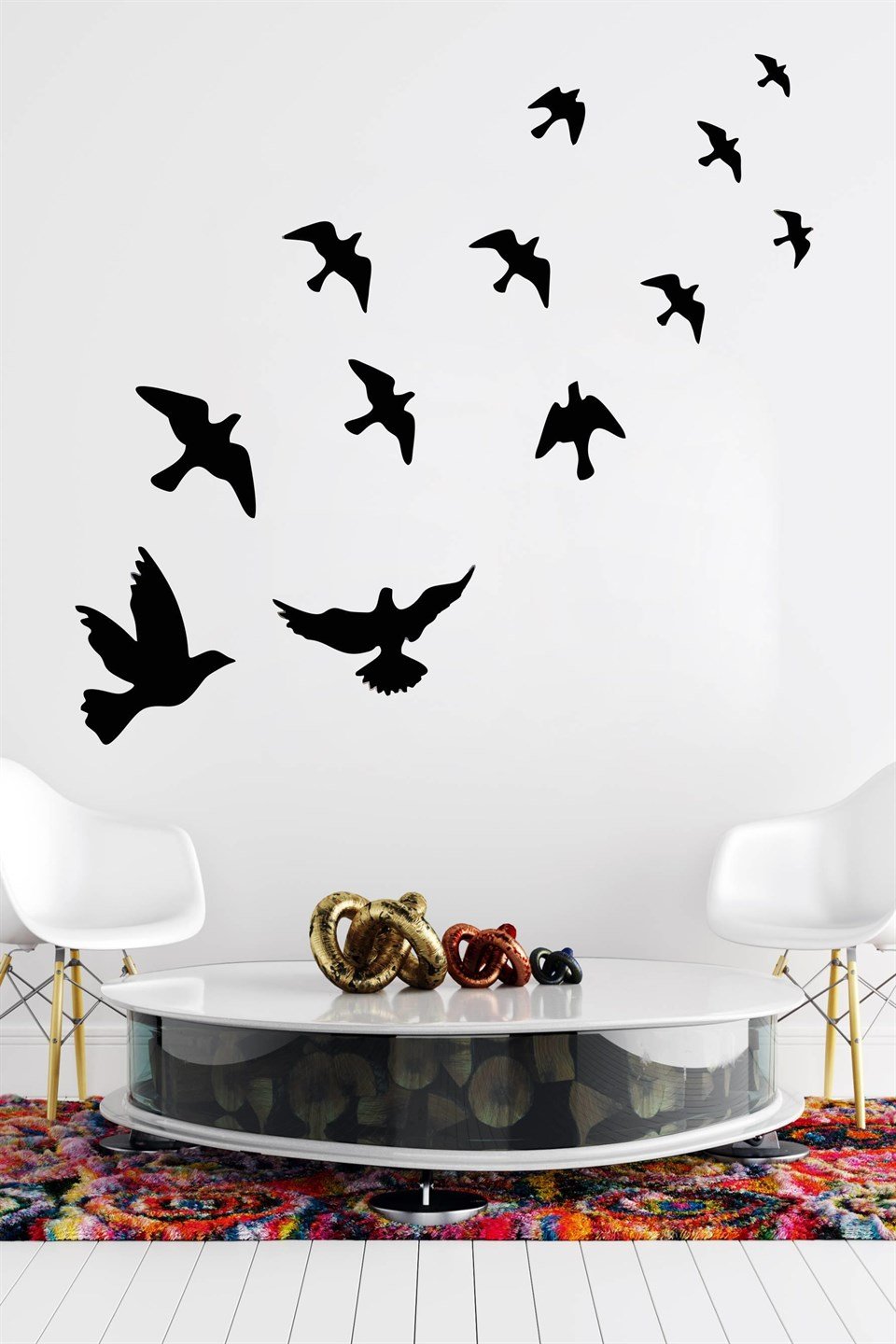 Uçan Kuşlar Dekoratif Duvar Sticker Kuş Sürüsü (58x61cm)