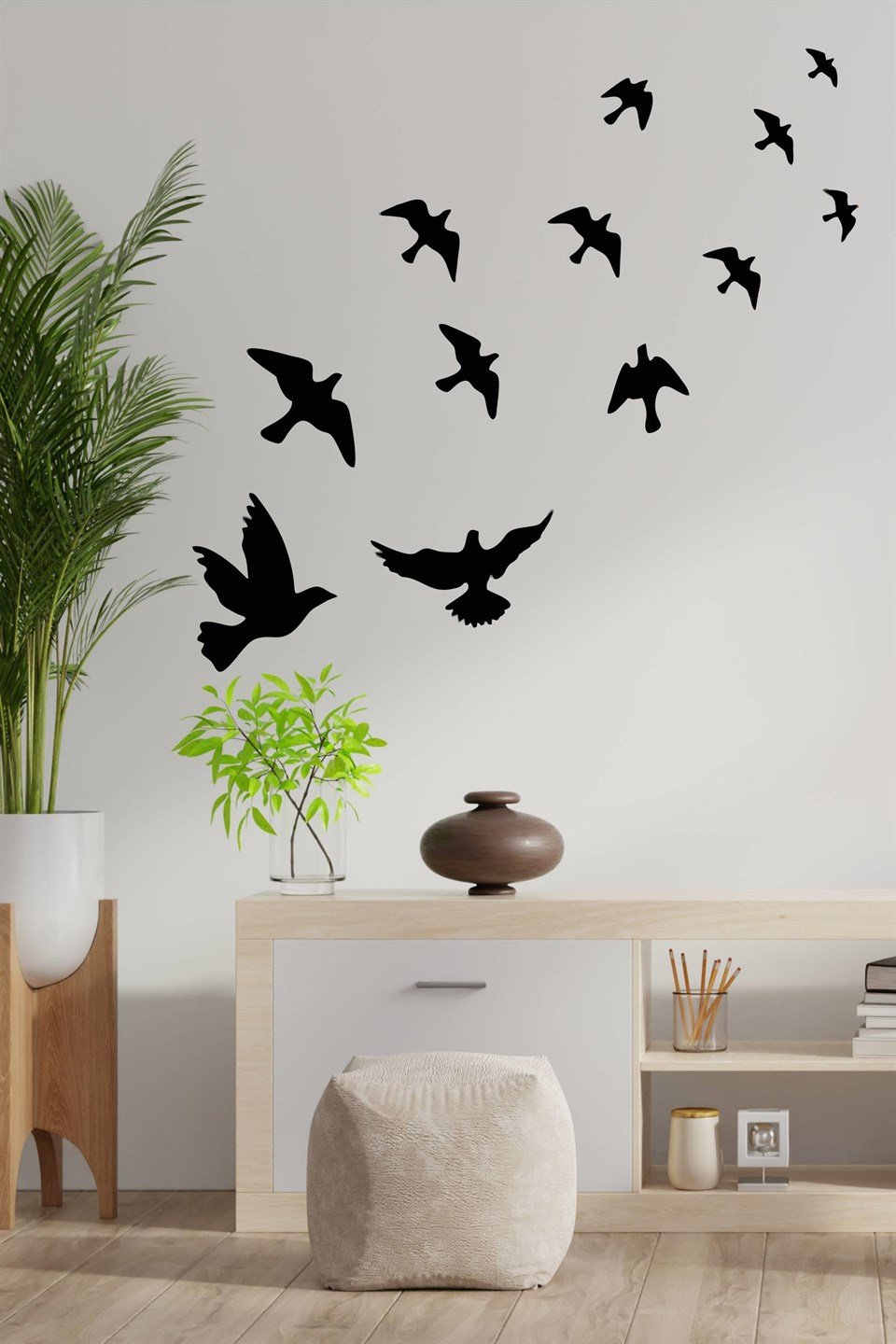 Uçan Kuşlar Dekoratif Duvar Sticker Kuş Sürüsü (58x61cm)