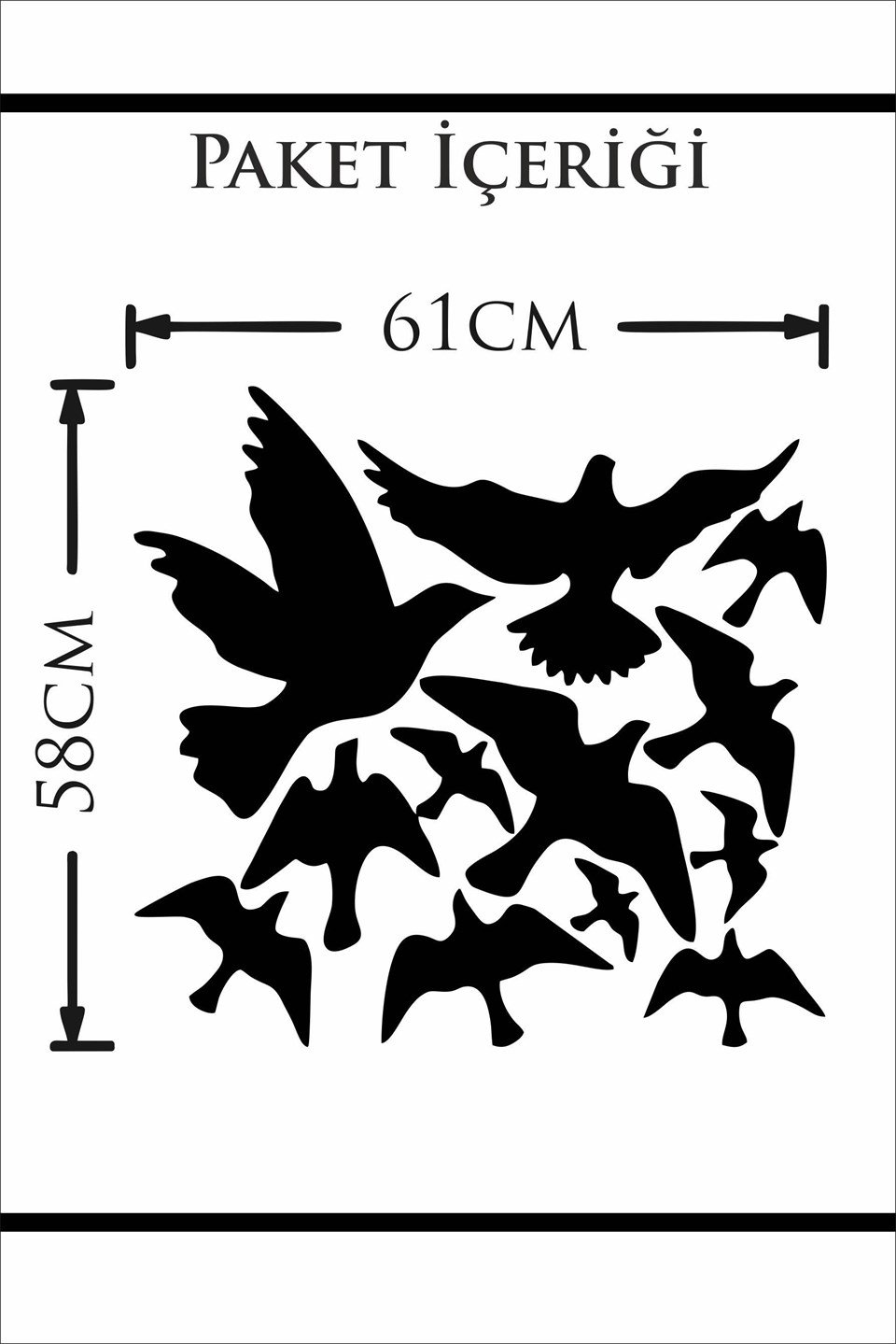 Uçan Kuşlar Dekoratif Duvar Sticker Kuş Sürüsü (58x61cm)