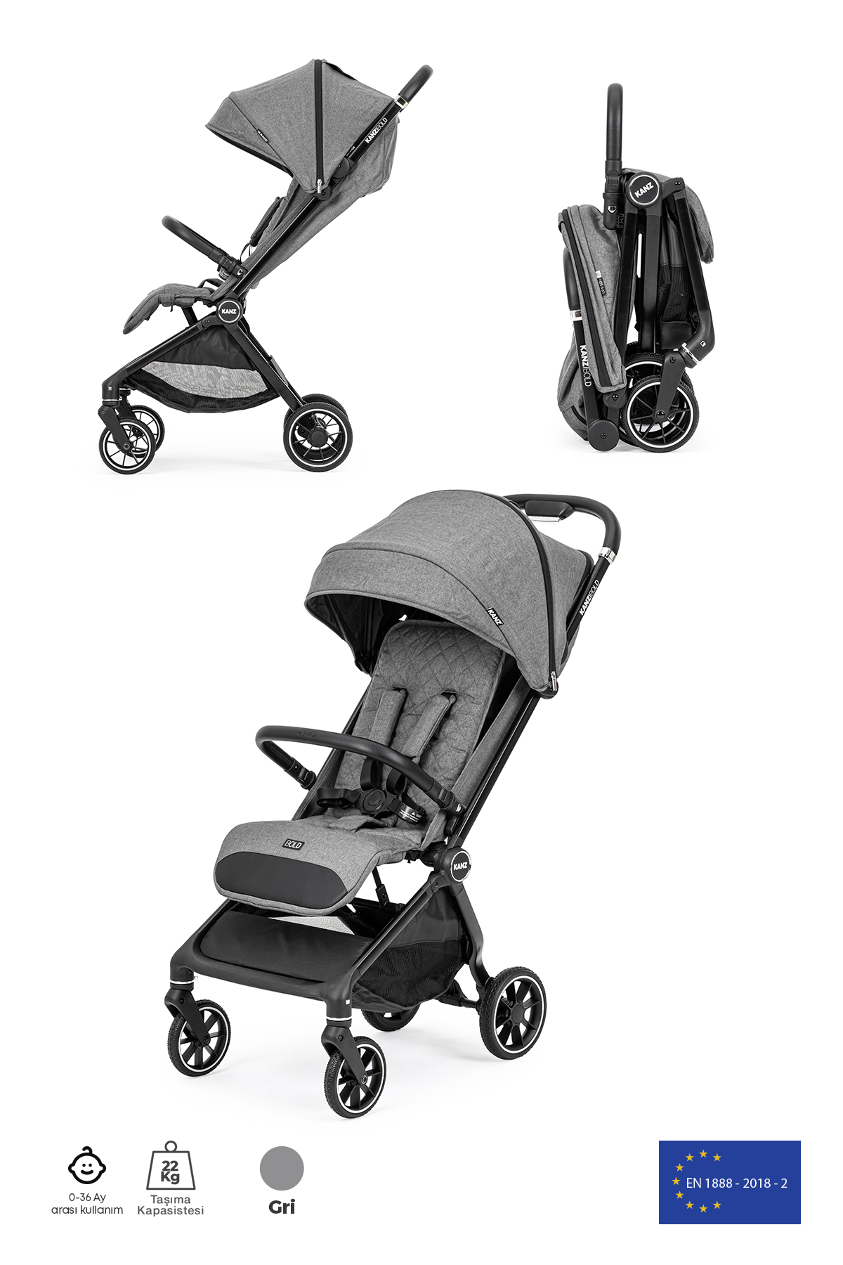 KZ BOLD KANZ BEBEK ARABASI STEEL GREY