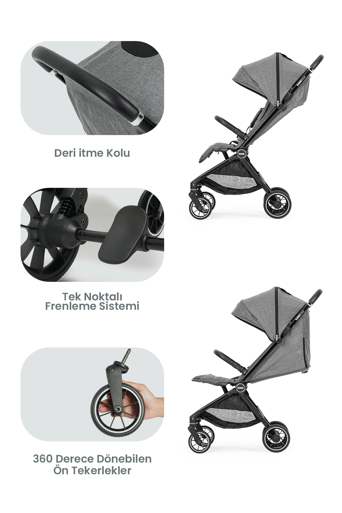 KZ BOLD KANZ BEBEK ARABASI STEEL GREY