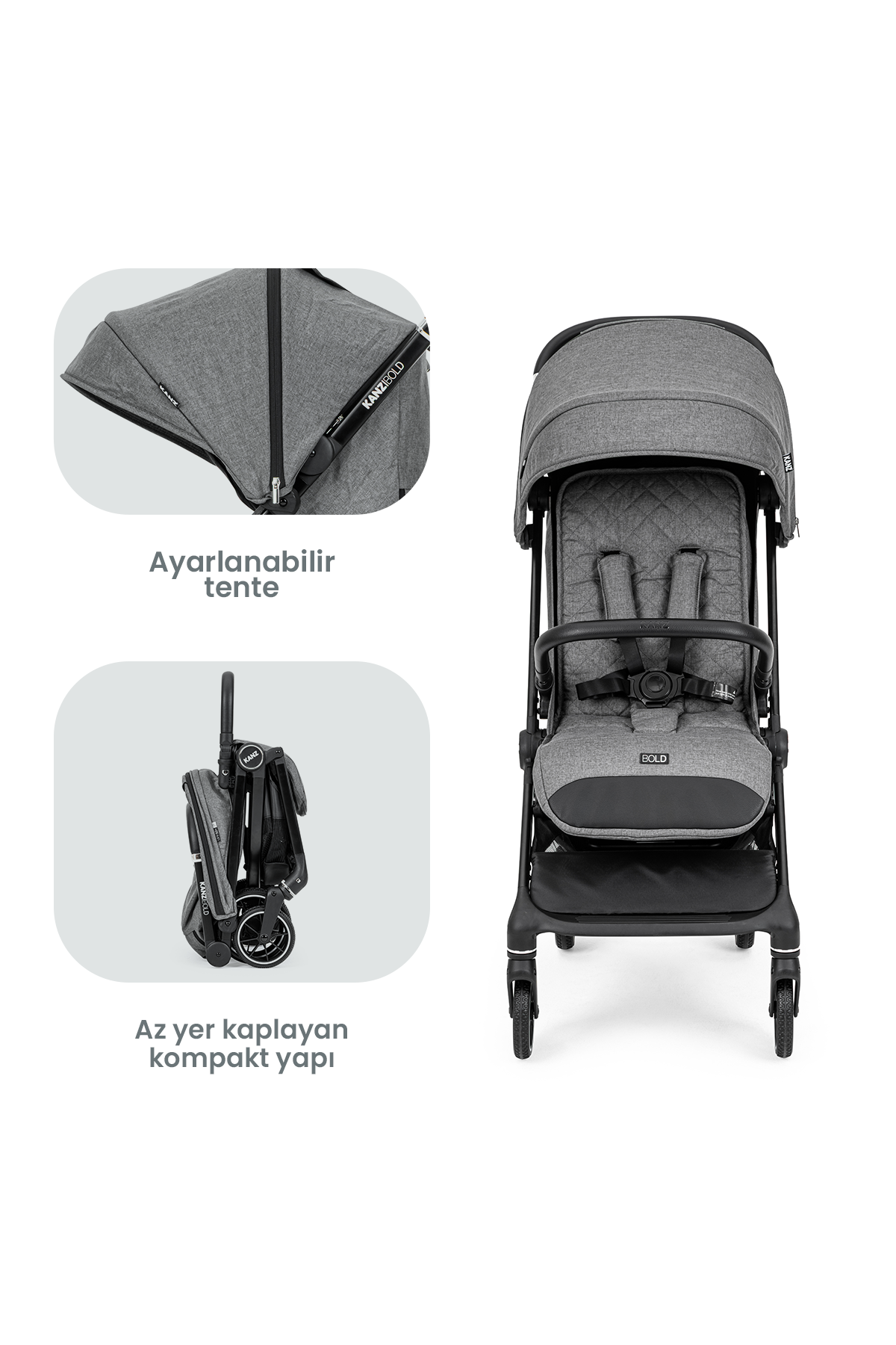 KZ BOLD KANZ BEBEK ARABASI STEEL GREY