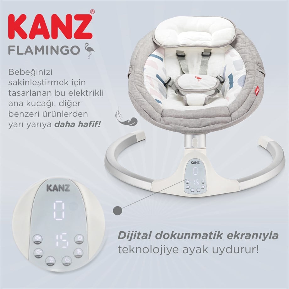 KANZ FLAMINGO ELEKTRİKLİ ANA KUCAGI GRI