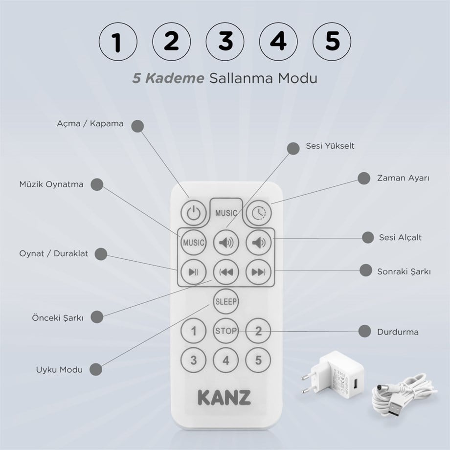 KANZ FLAMINGO ELEKTRİKLİ ANA KUCAGI GRI