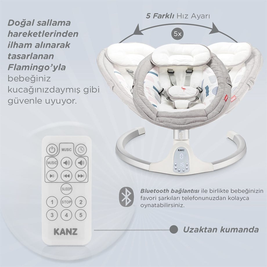 KANZ FLAMINGO ELEKTRİKLİ ANA KUCAGI GRI