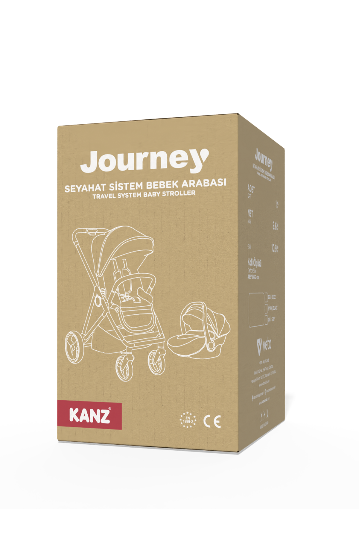 KANZ Joruney Travel Sistem Bebek Arabası Gri