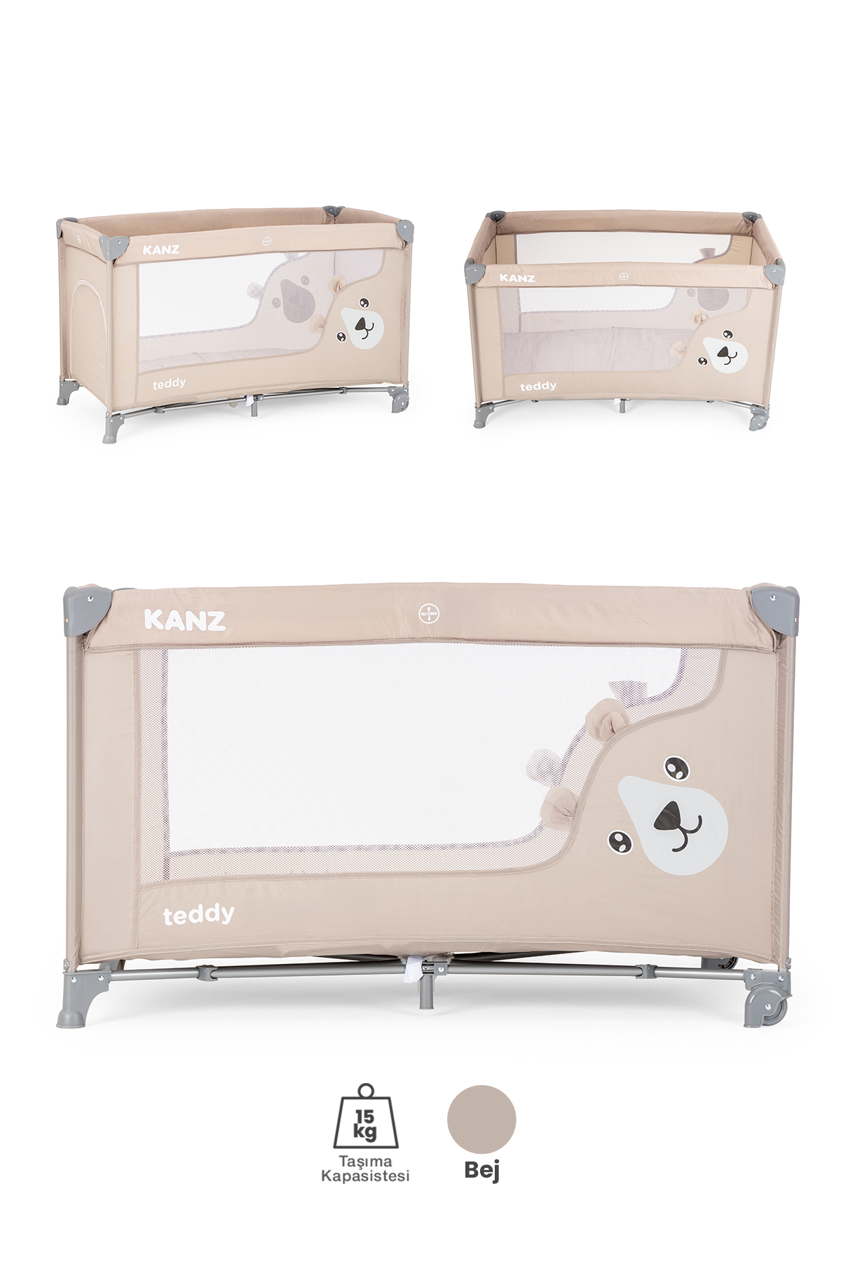 Kanz Teddy Oyun Parkı ve Park Yatak Bej 65cmx125cm