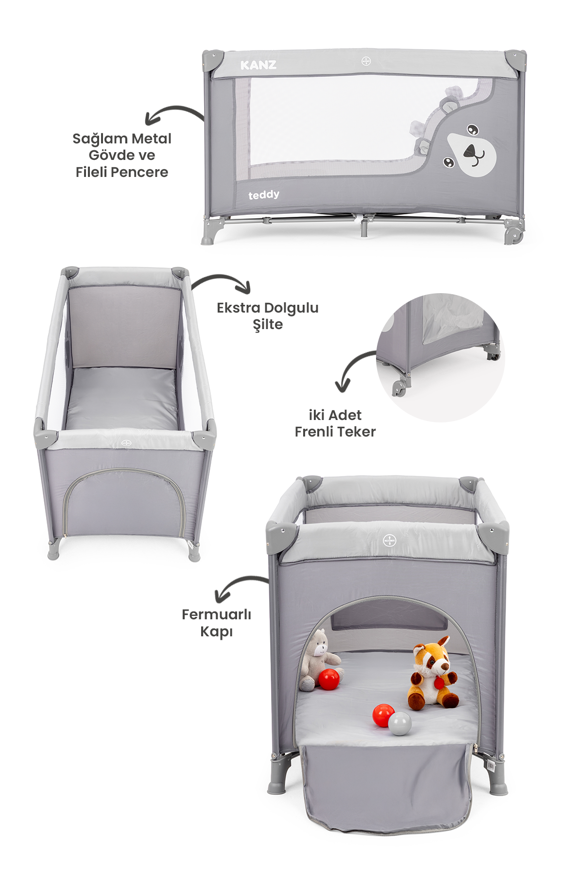 KZ TEDDY KANZ PARK YATAK GREY
