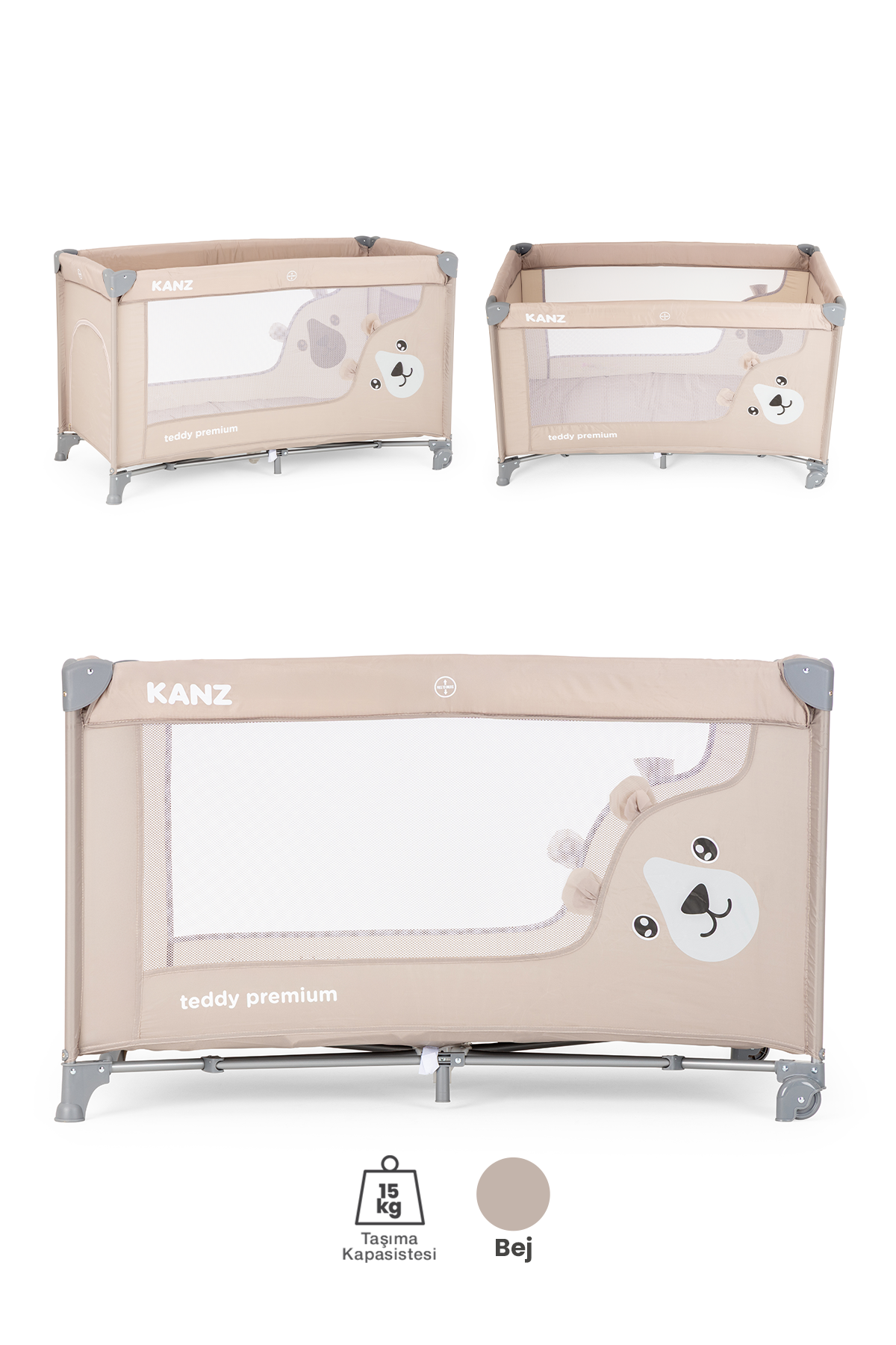 Kanz Teddy Premium Oyun Parkı ve Park Yatak Bej 65cmx125cm