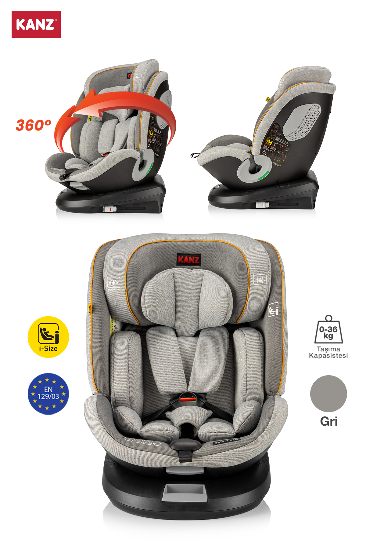 KZ SAFE N REST KANZ OTO KOLTUGU GRI