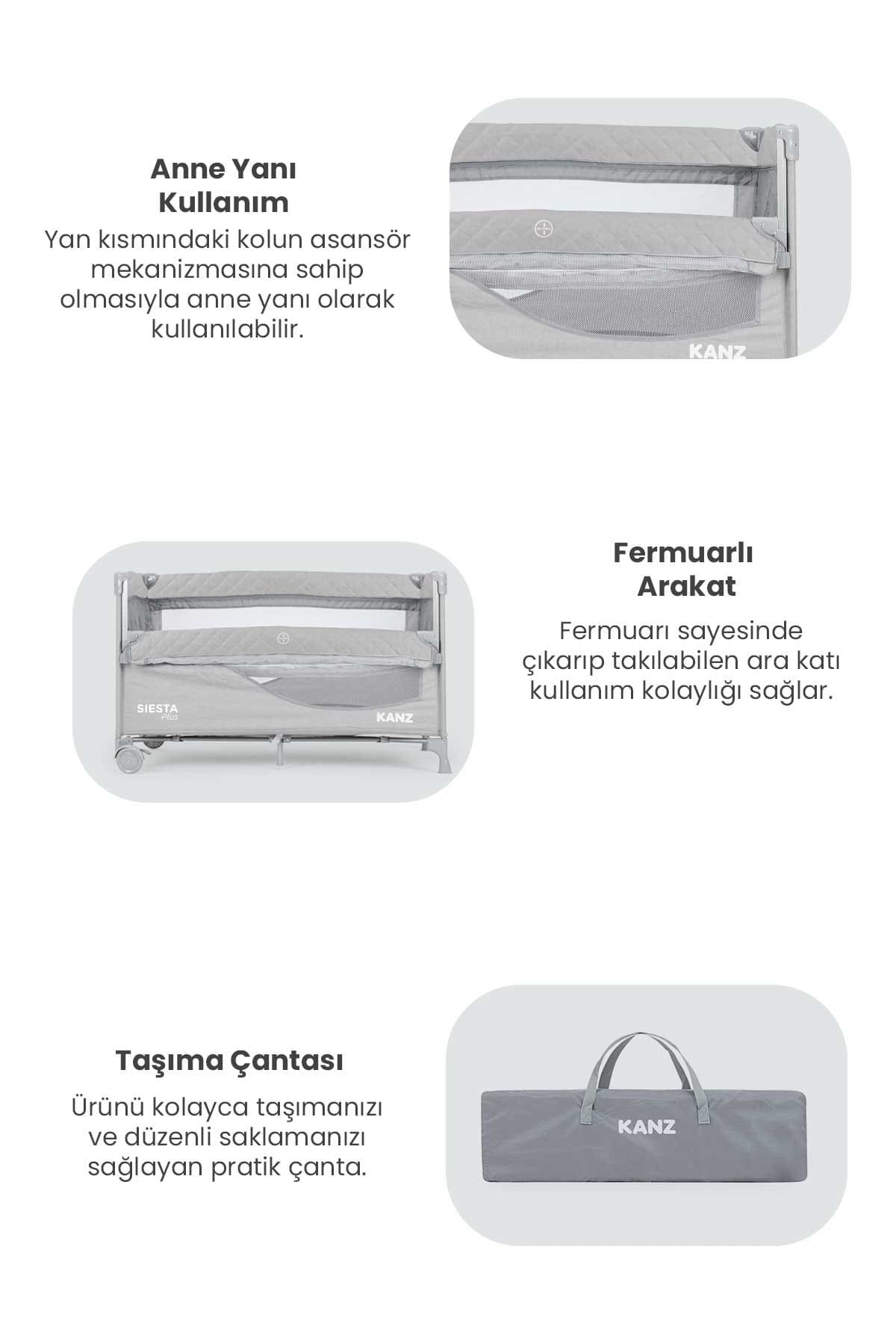 KZ SIESTA+PLUS KANZ ANNE YANI PARK YATAK GRI