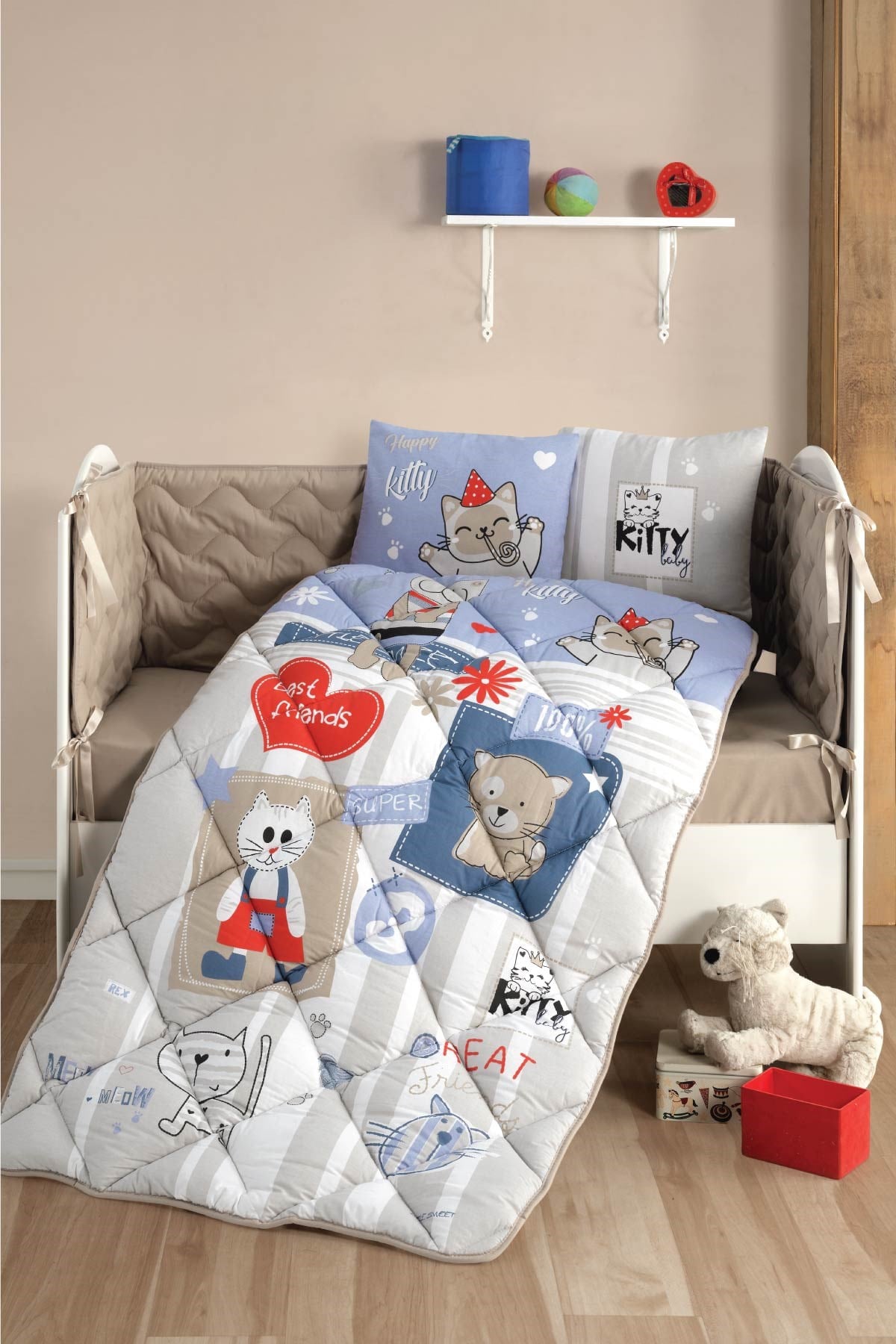 Clasy Ranforce %100 Pamuk Bebek Uyku Seti Kitty V1 Mavi