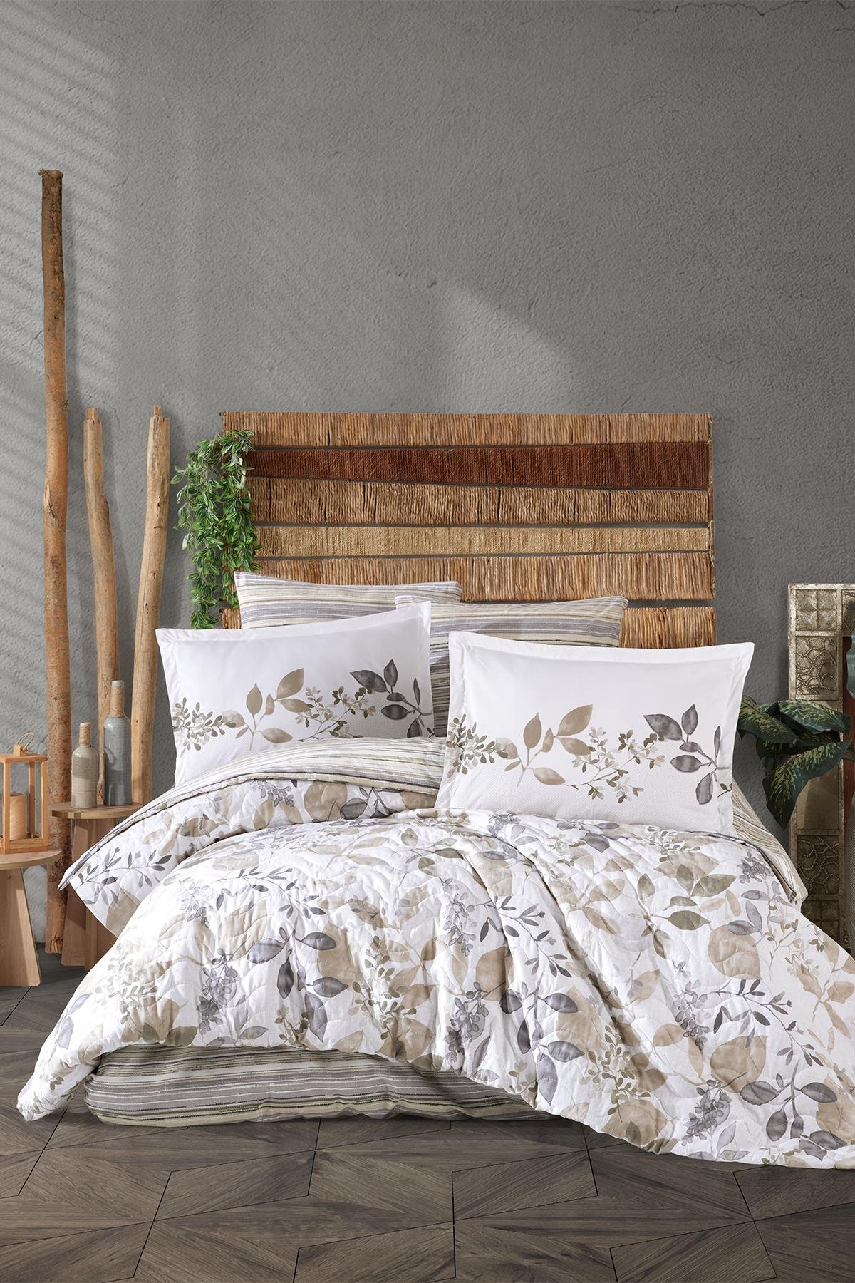 Clasy Ranforce %100 Pamuk Çift Kişilik Dört Mevsim Set Azura V1 Bej