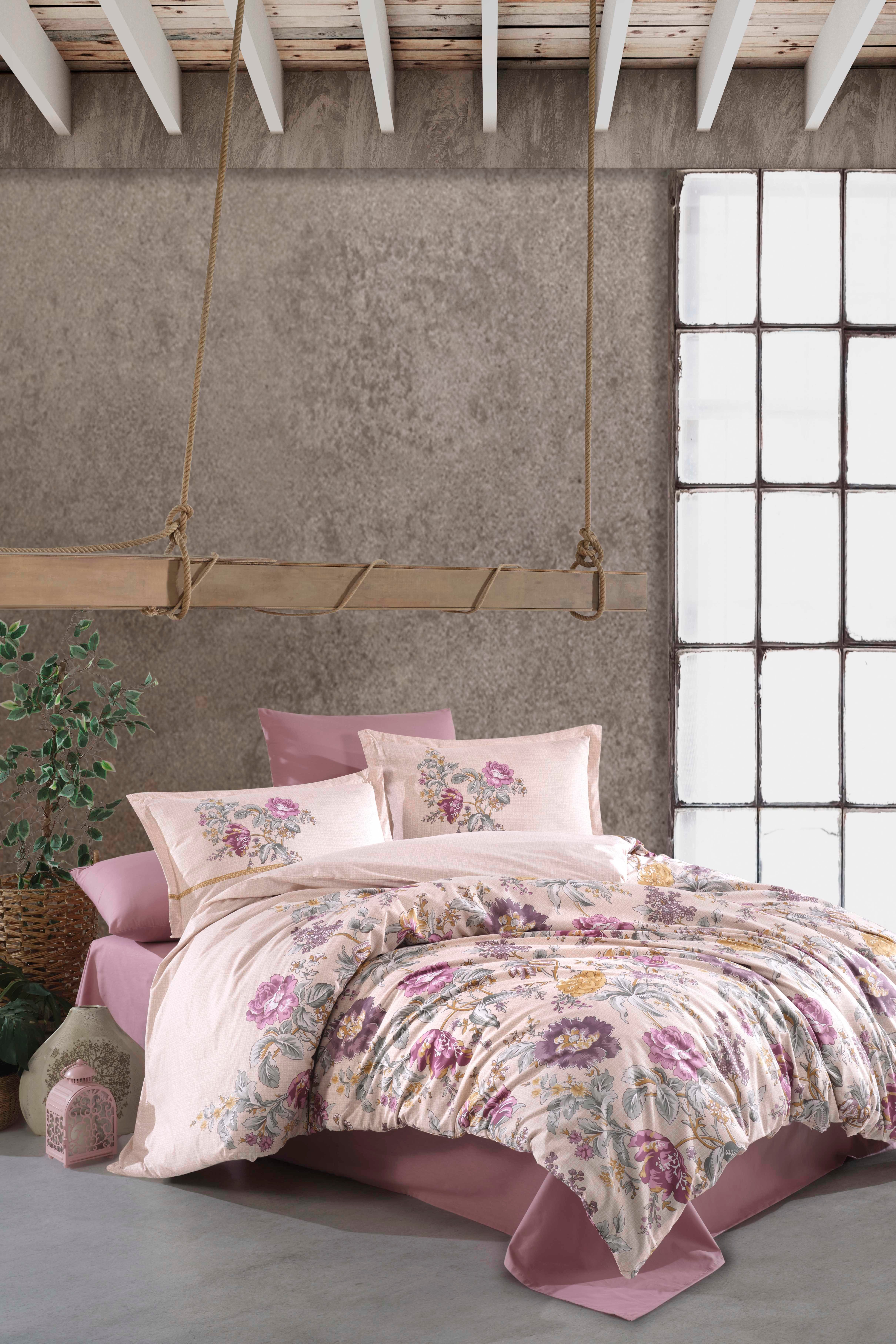 Clasy Ranforce %100 Pamuk Nevresim Takımı Çift Kişilik Mirante V1 Pembe