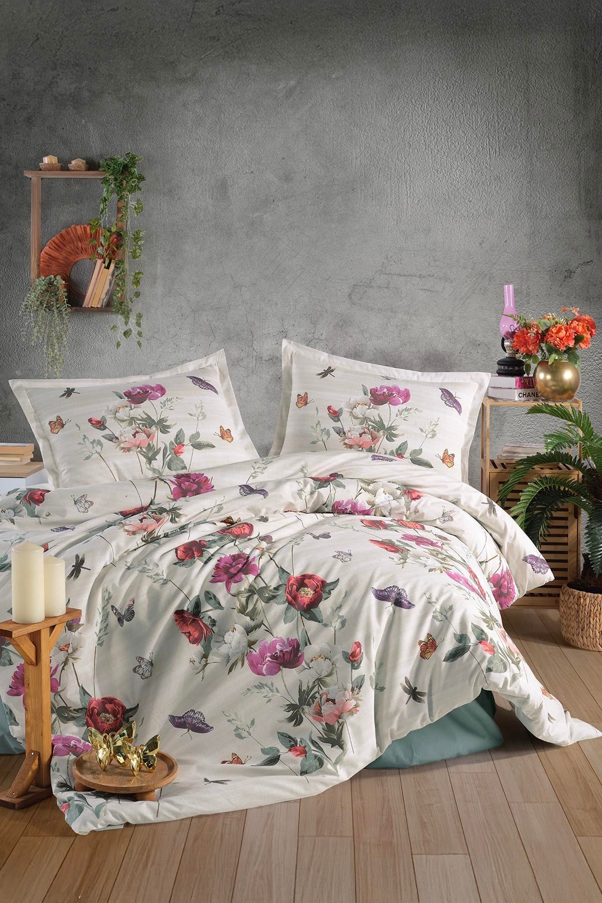 Clasy Ranforce %100 Pamuk Nevresim Takımı Çift Kişilik Nerina