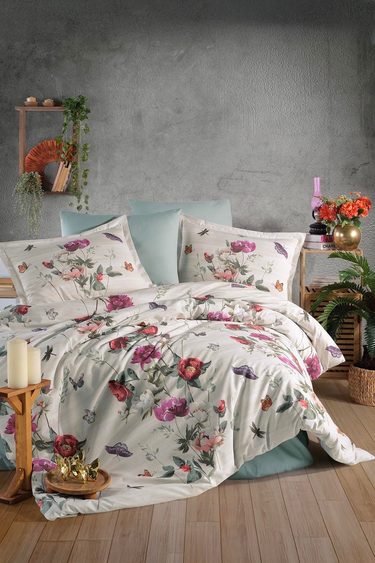Clasy Ranforce %100 Pamuk Nevresim Takımı Çift Kişilik Nerina