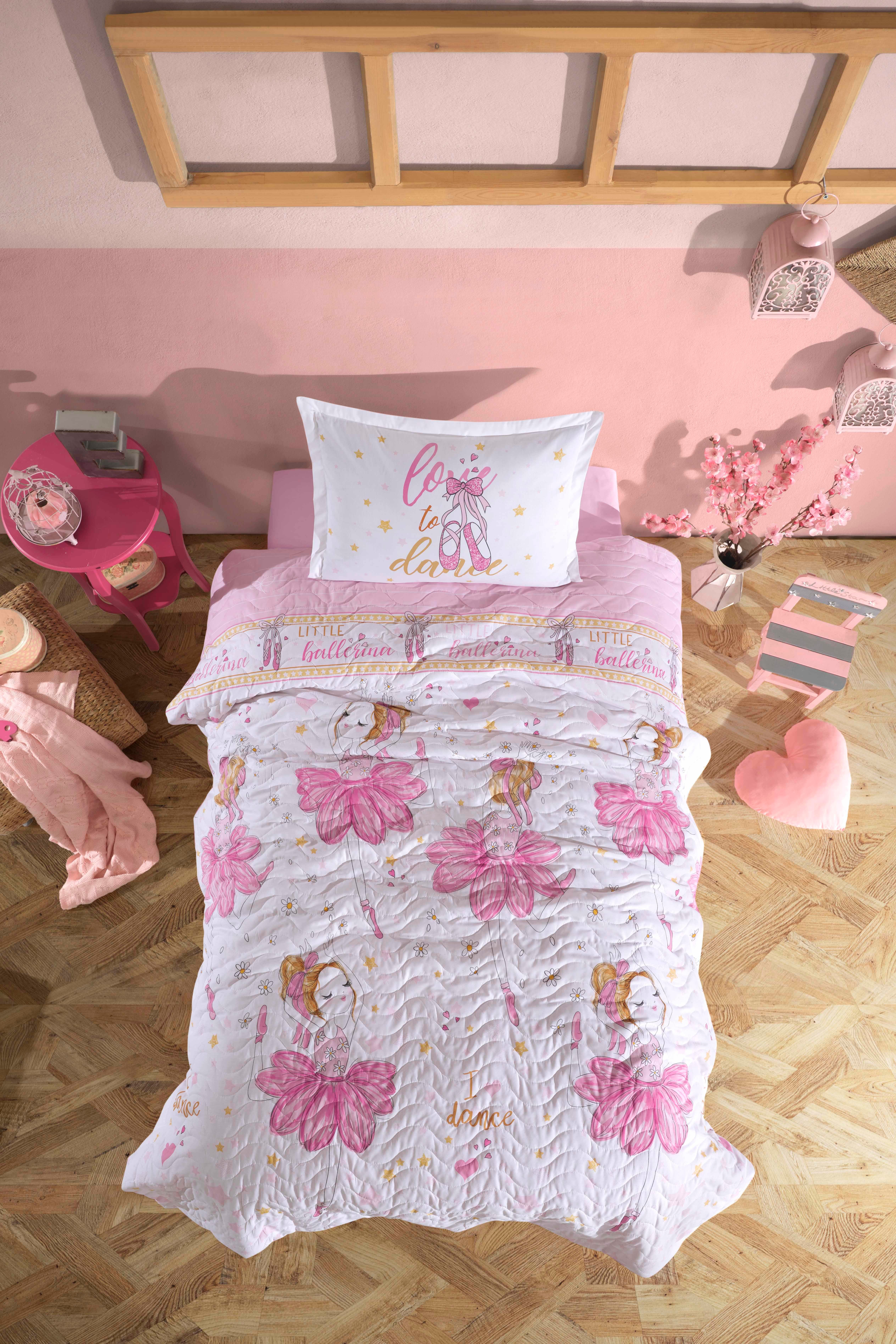 Clasy Ranforce %100 Pamuk Tek Kişilik Dört Mevsim Set Ballerina V1 Pembe