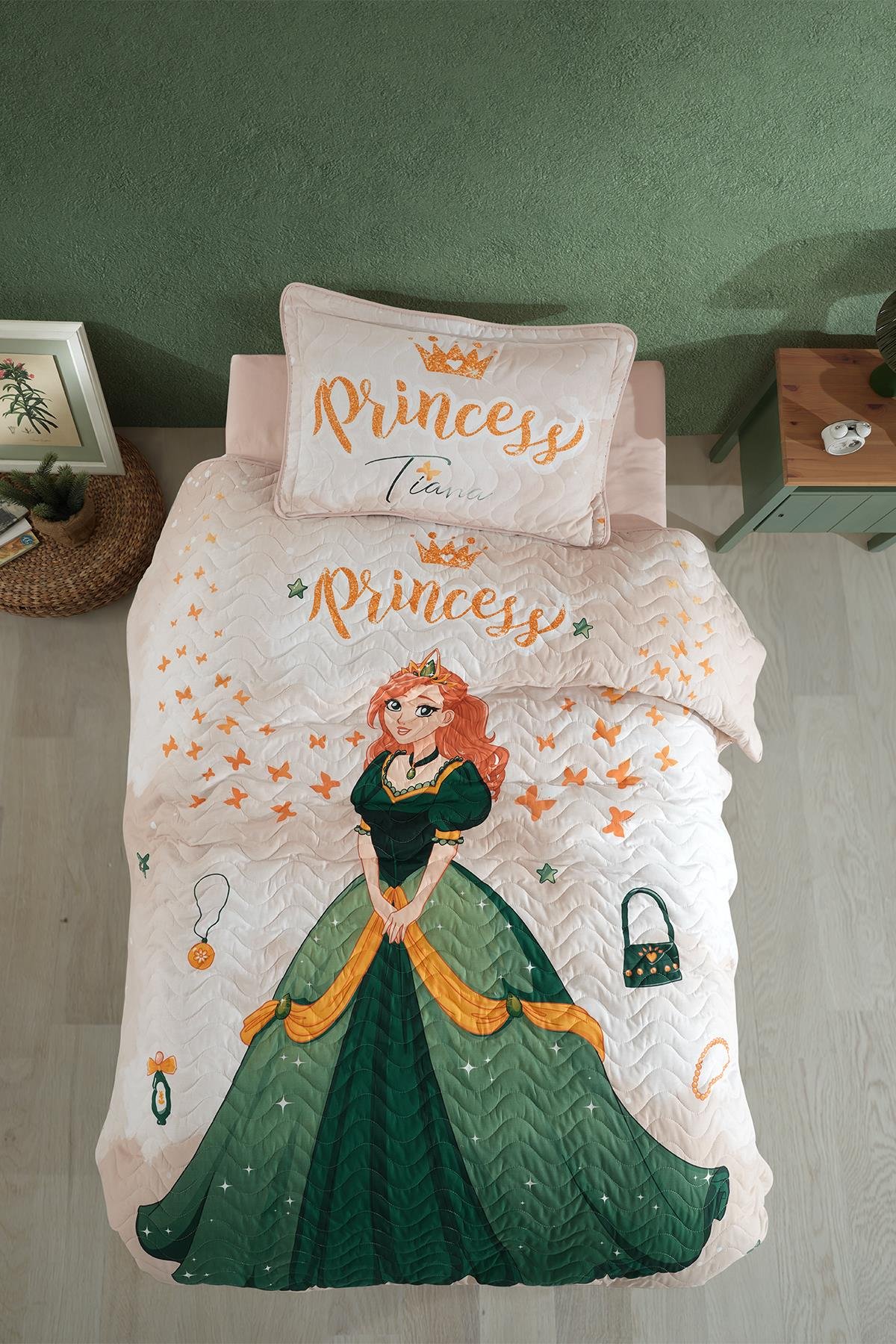 Clasy Ranforce %100 Pamuk Tek Kişilik Yatak Örtüsü Seti Tiana V1 Taş Rengi