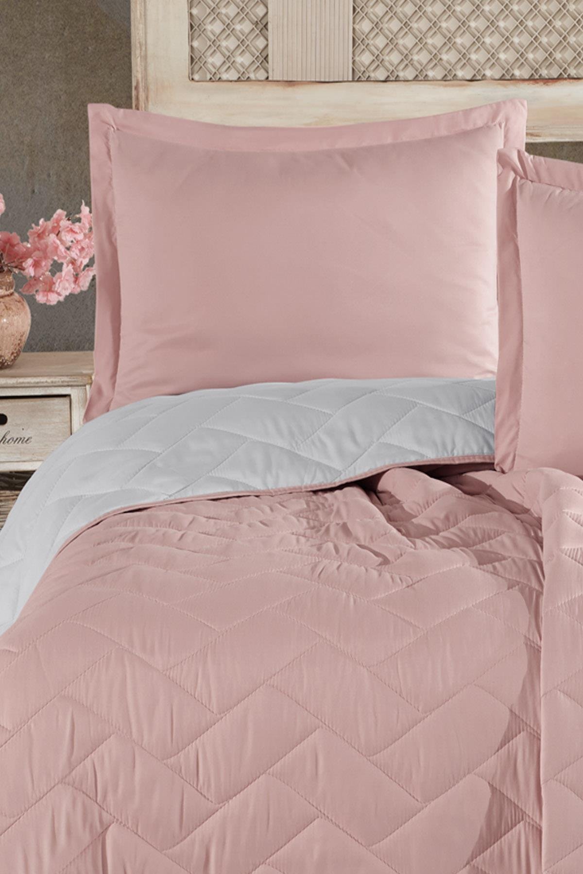 Nordqueen Microfiber Yatak Örtüsü Seti Çift Kişilik Aragon V2 Pudra
