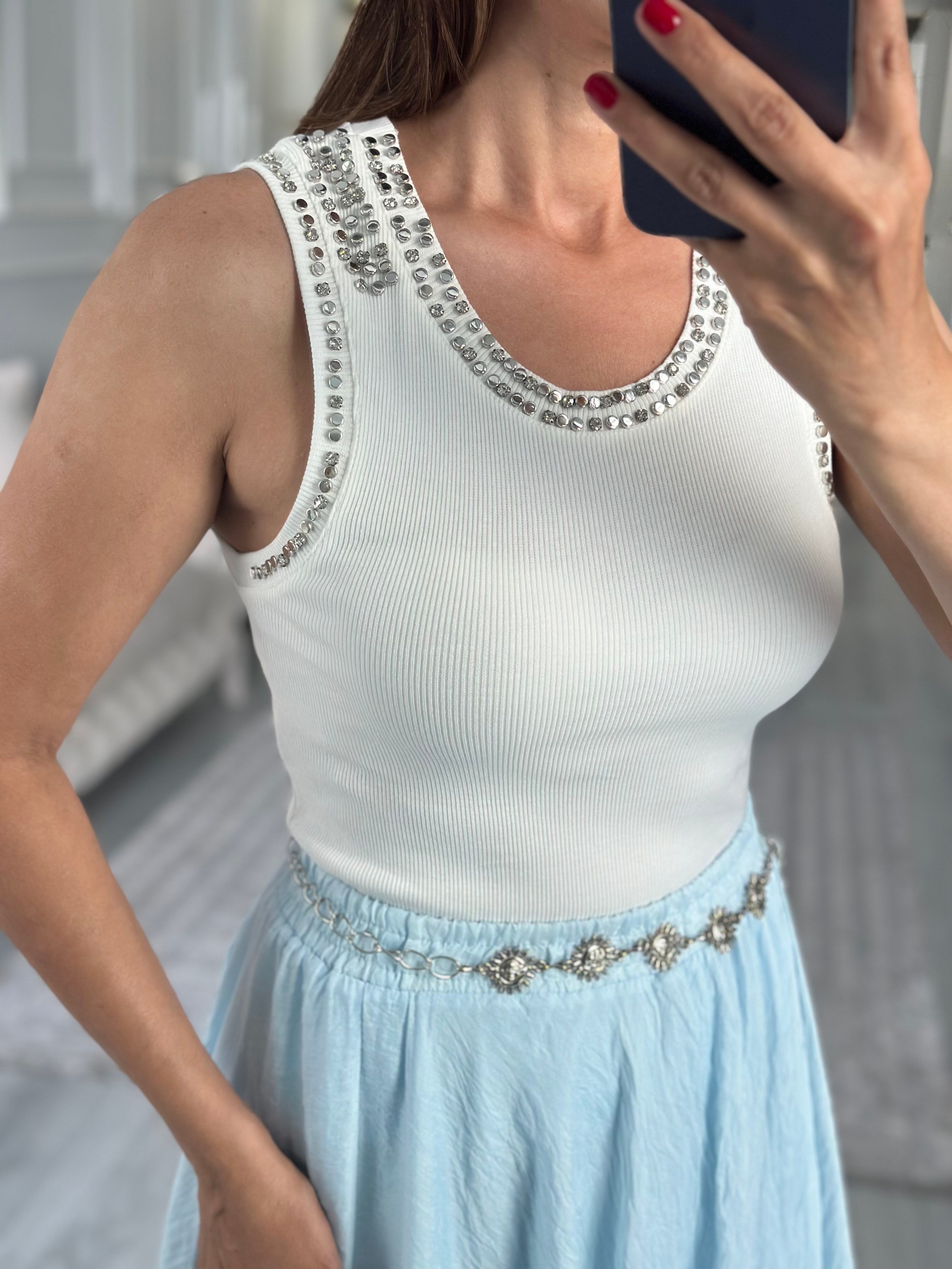 Açık Ekru Troklu Sıfır Kol Kaşkorse Kadın Body