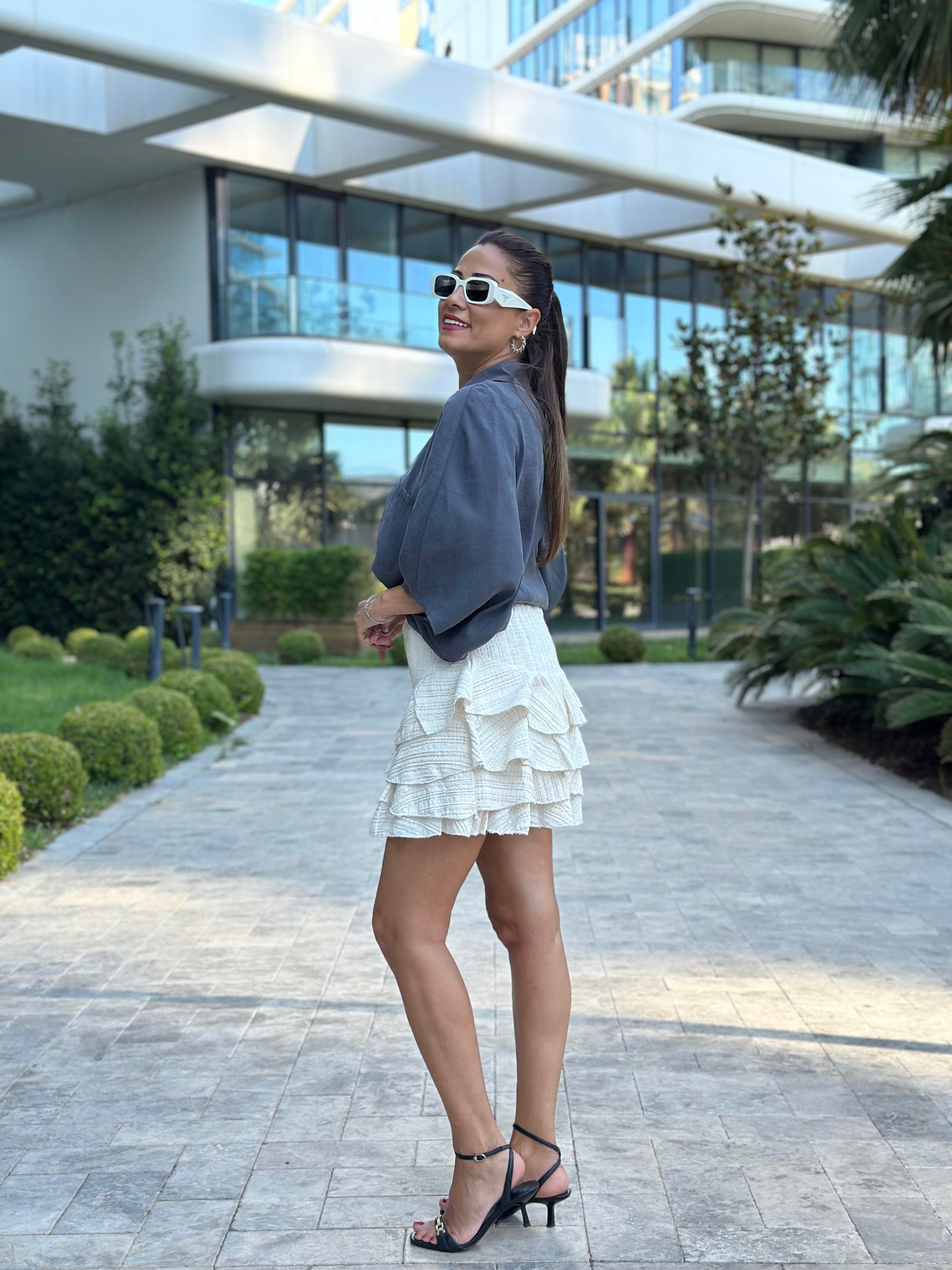 Antrasit Çift Cepli Yarasa Kol Tnsel Kadın Gömlek