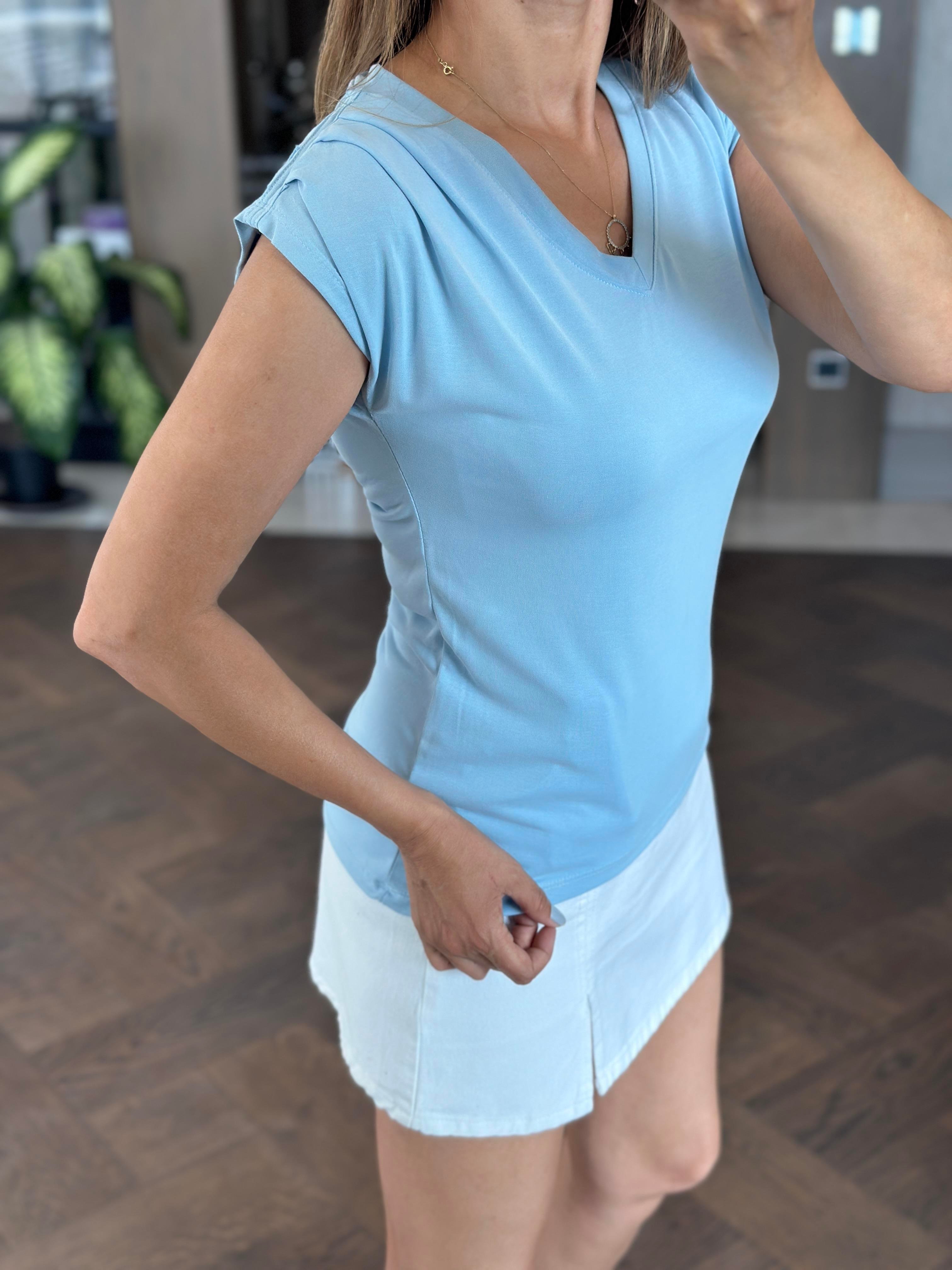 Bebe Mavi Yaka Arkası Dikişli Modal Kadın T-Shirt