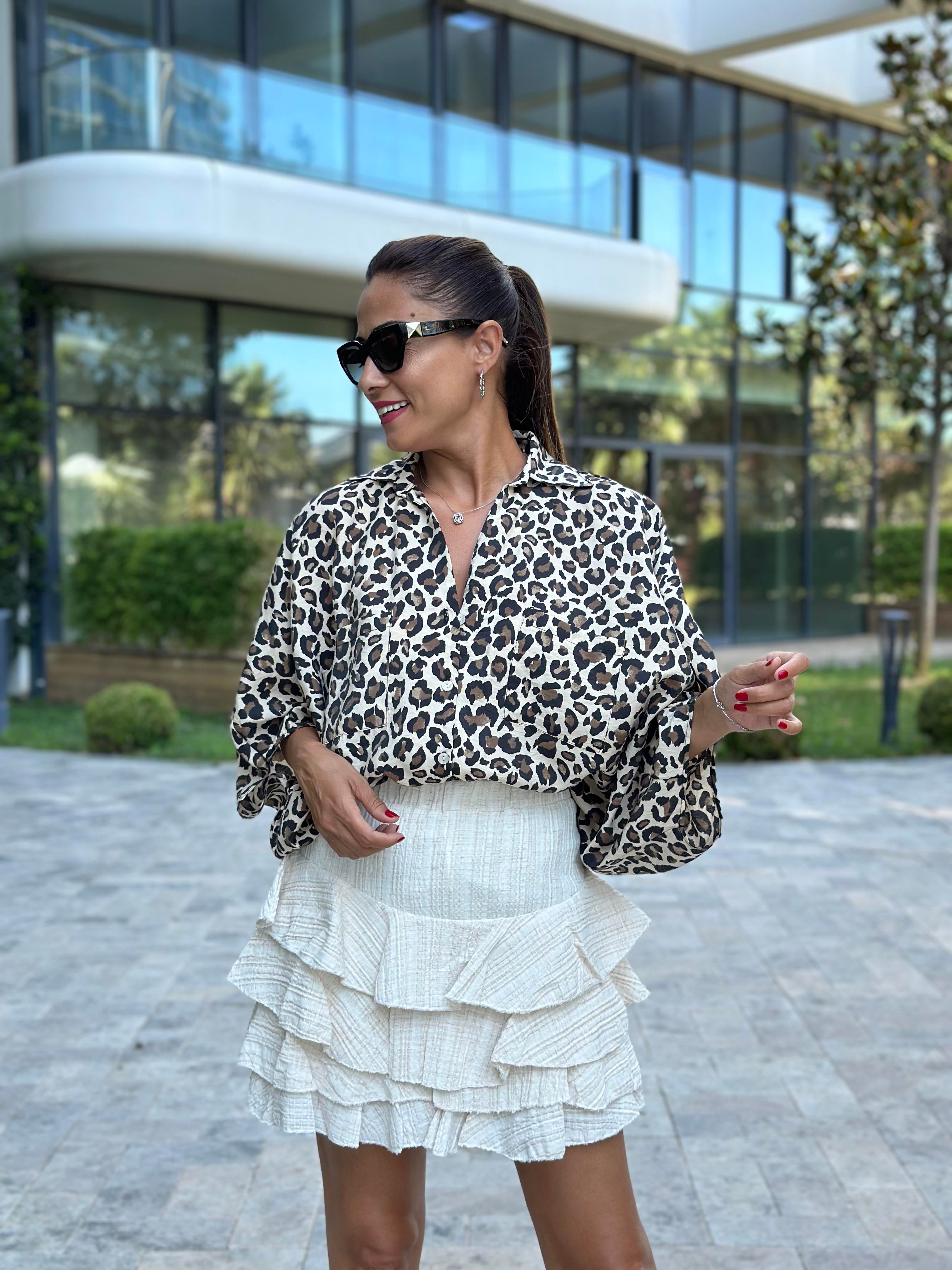 Bej Astarı Şortlu Kat Kat Bürümcük Kumaş Kadın Mini Etek