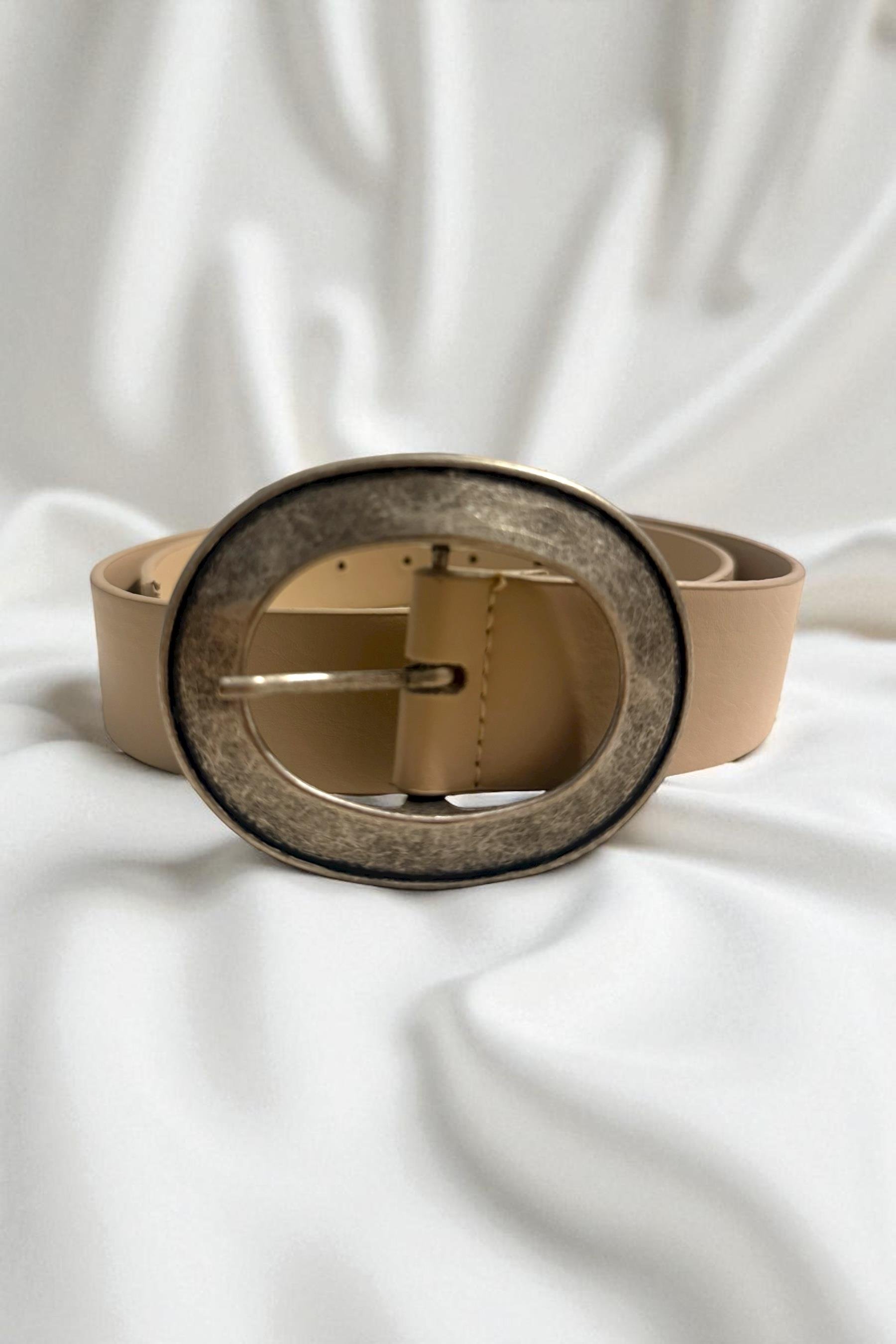 Bej Kalay Oval Tokalı Kadın Kemer