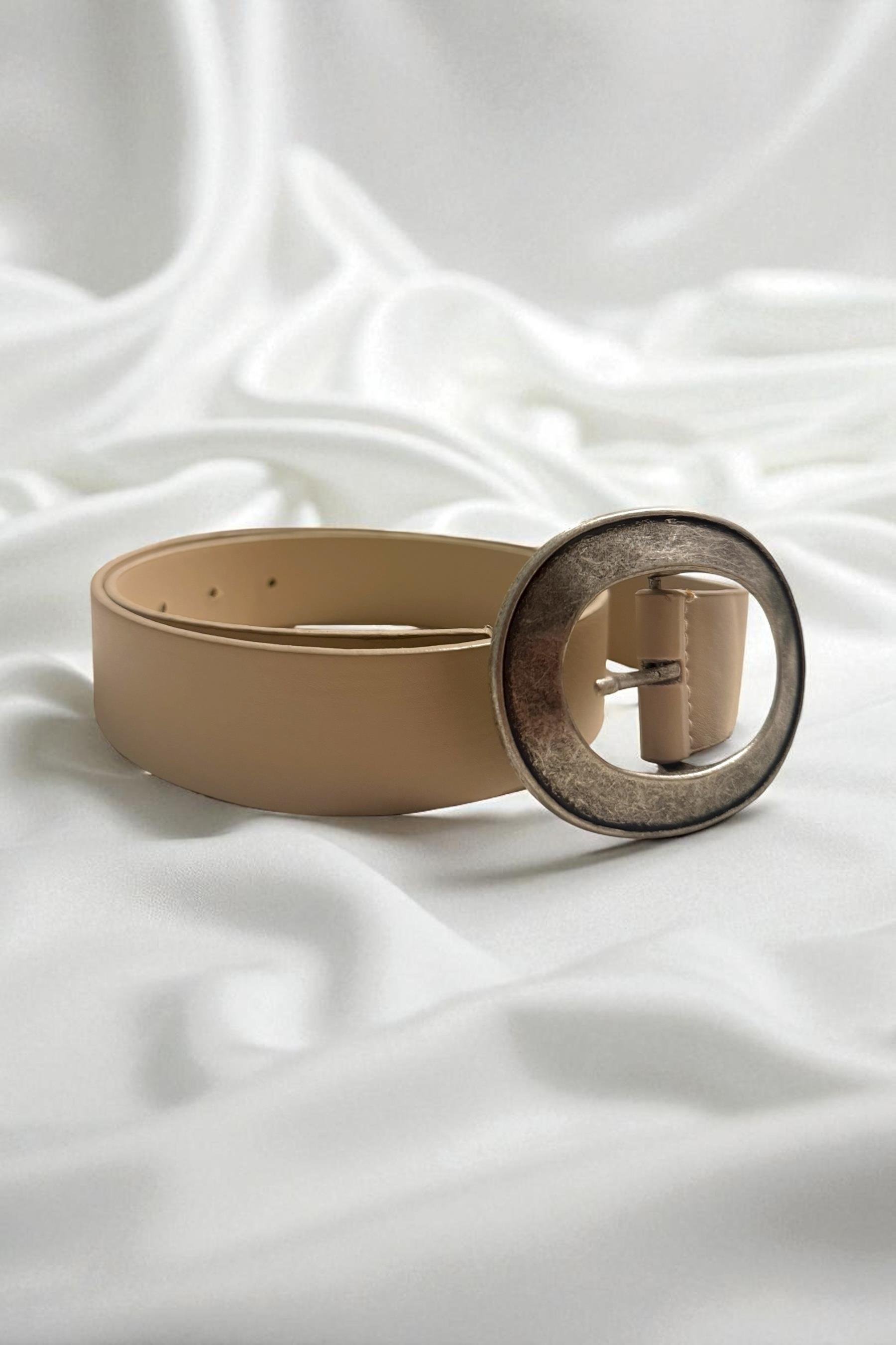 Bej Kalay Oval Tokalı Kadın Kemer