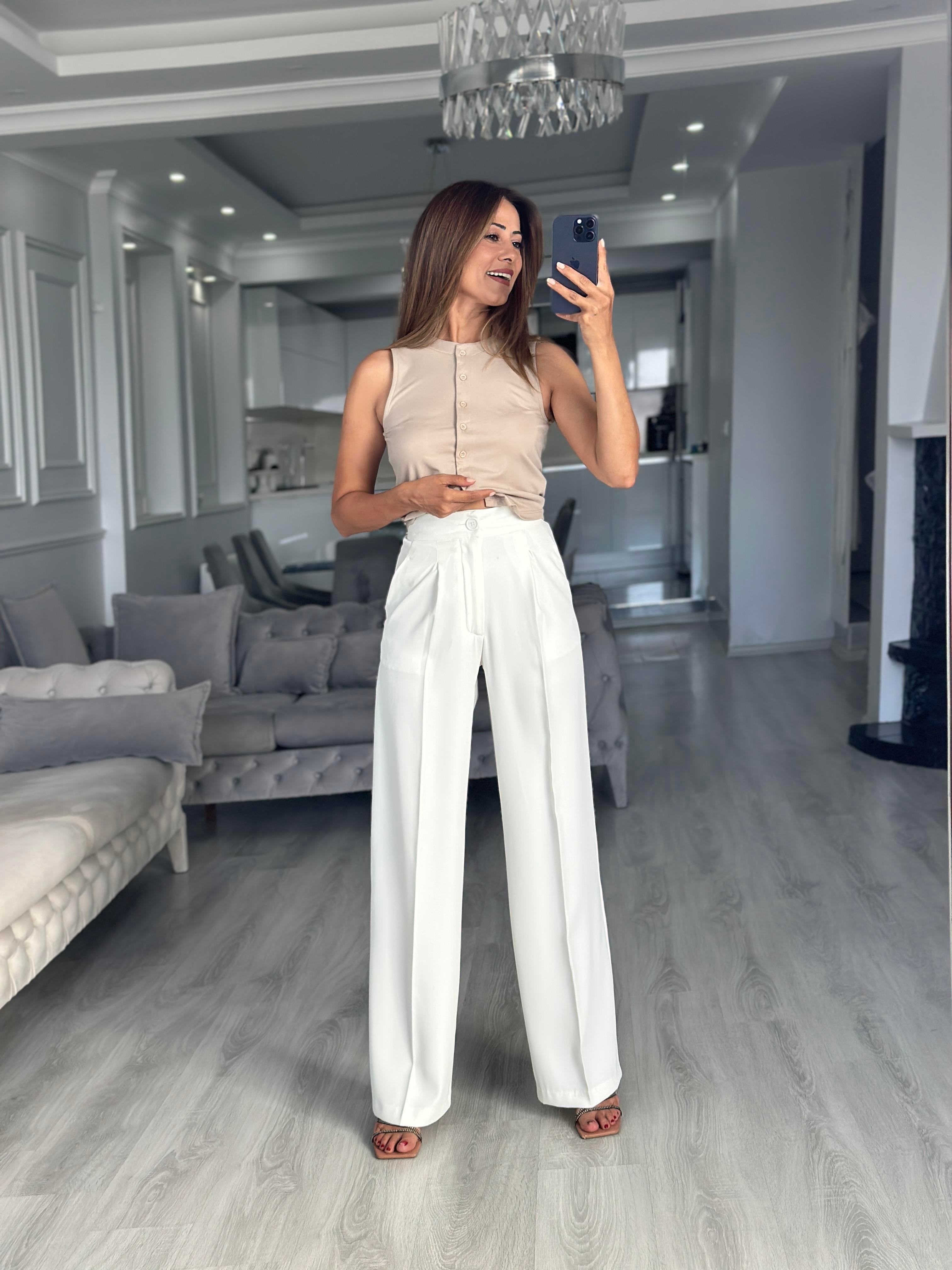 Bej Sıfır Kol Düğmeli Bisiklet Yaka Kadın Yelek