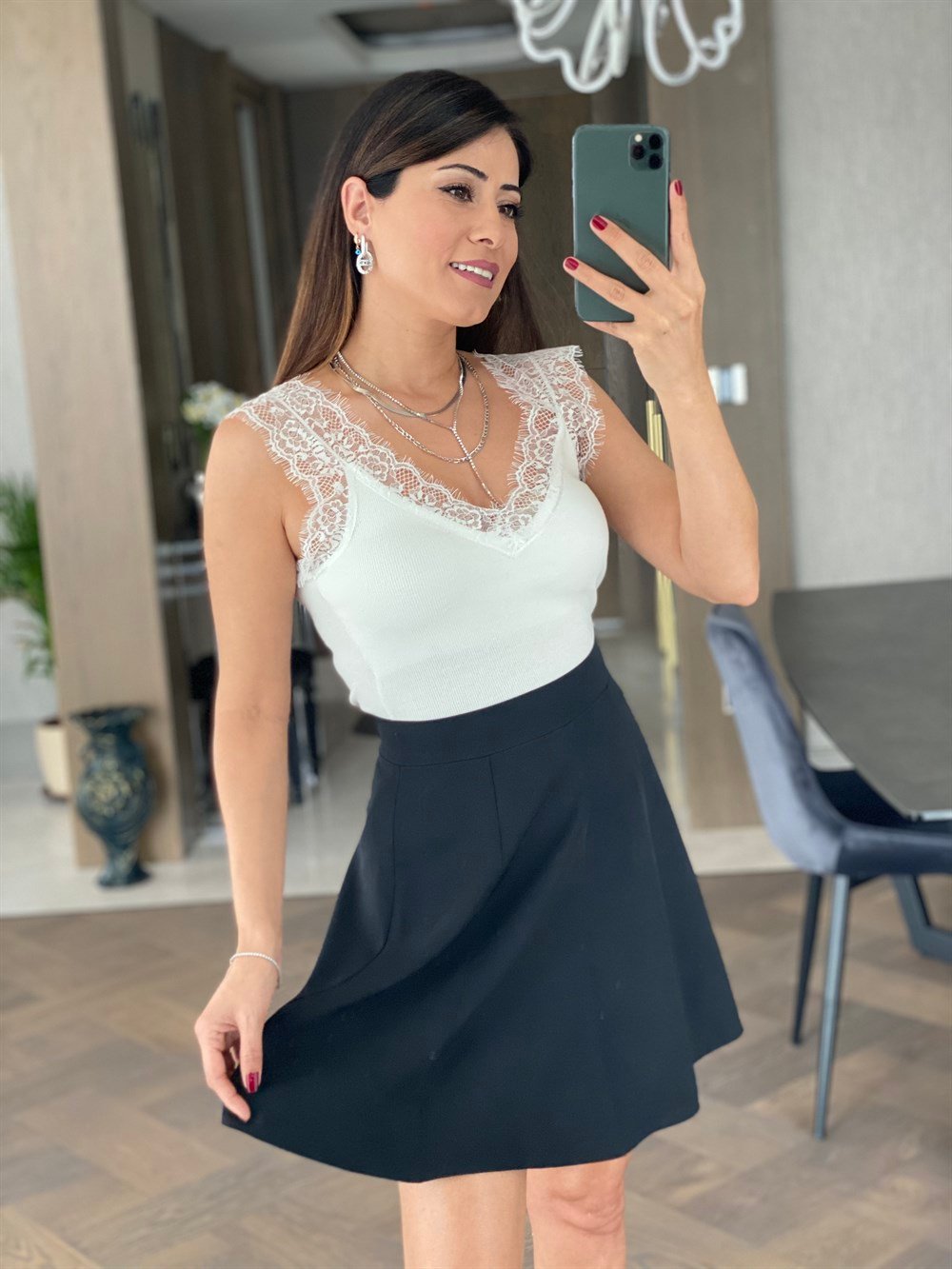 Beyaz Güpür Detay Atlet