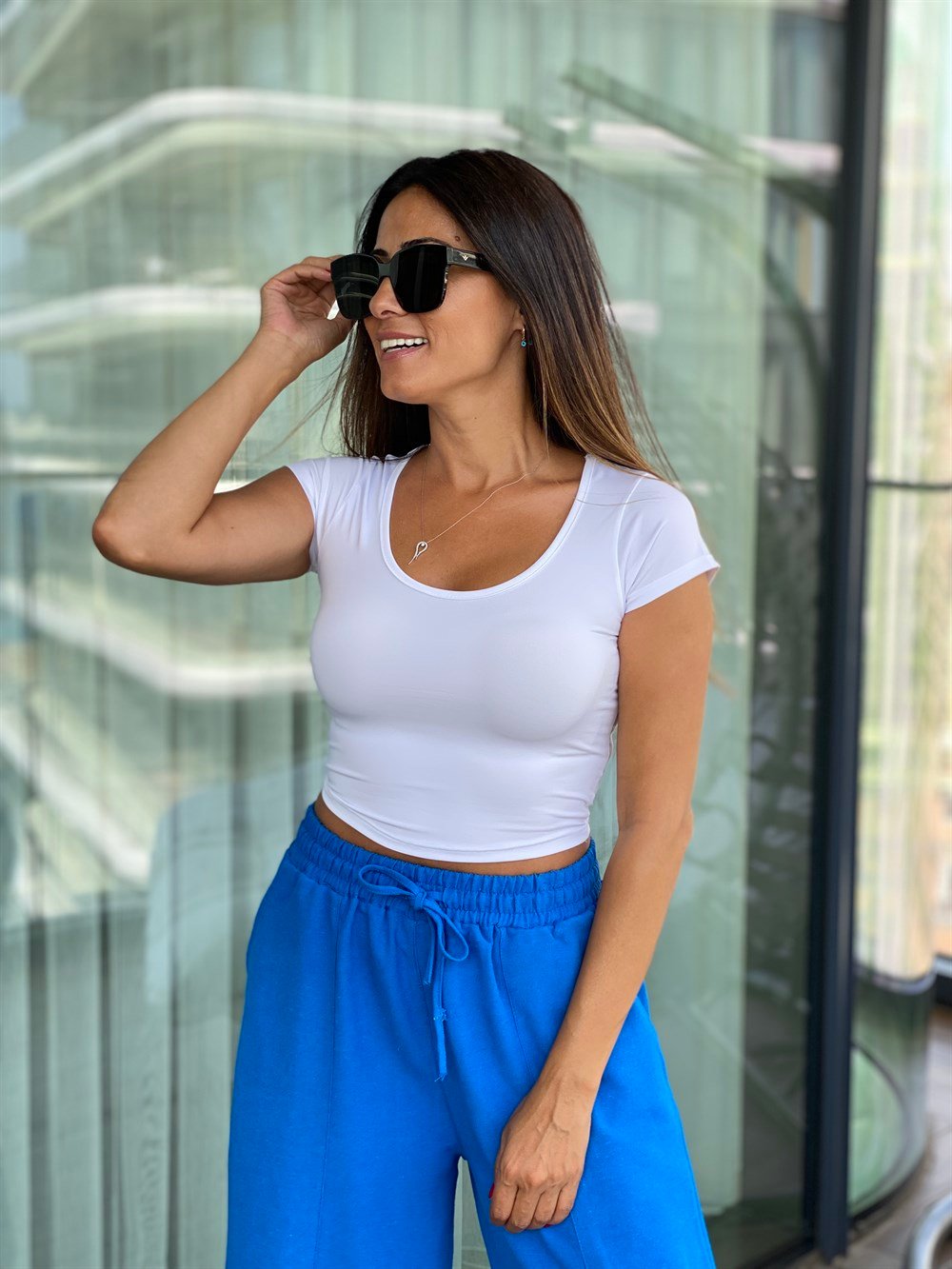 Beyaz Kısa Kol U Yaka Kadın Body