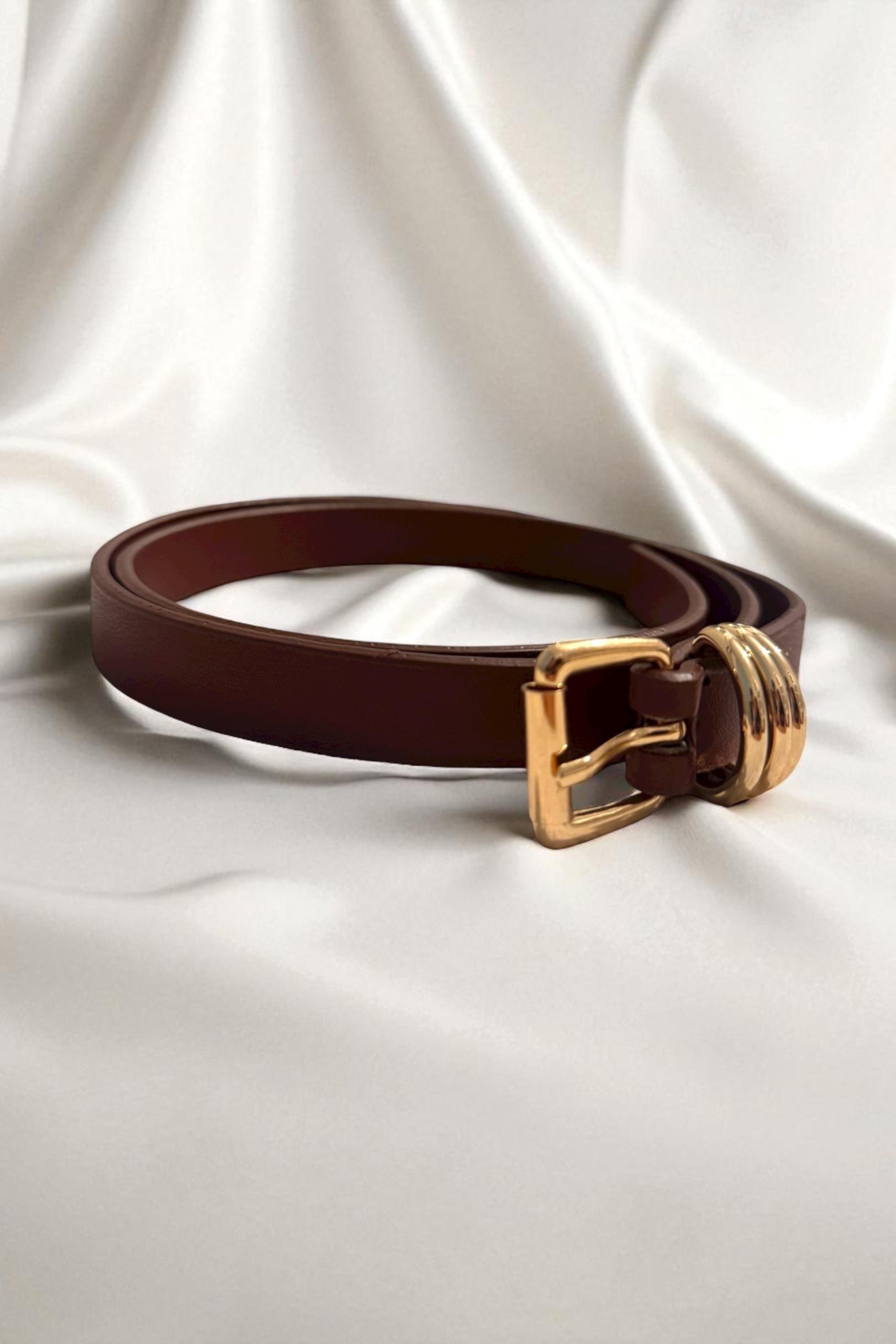 Bordo İnce Üç Köprülü Kadın Kemer