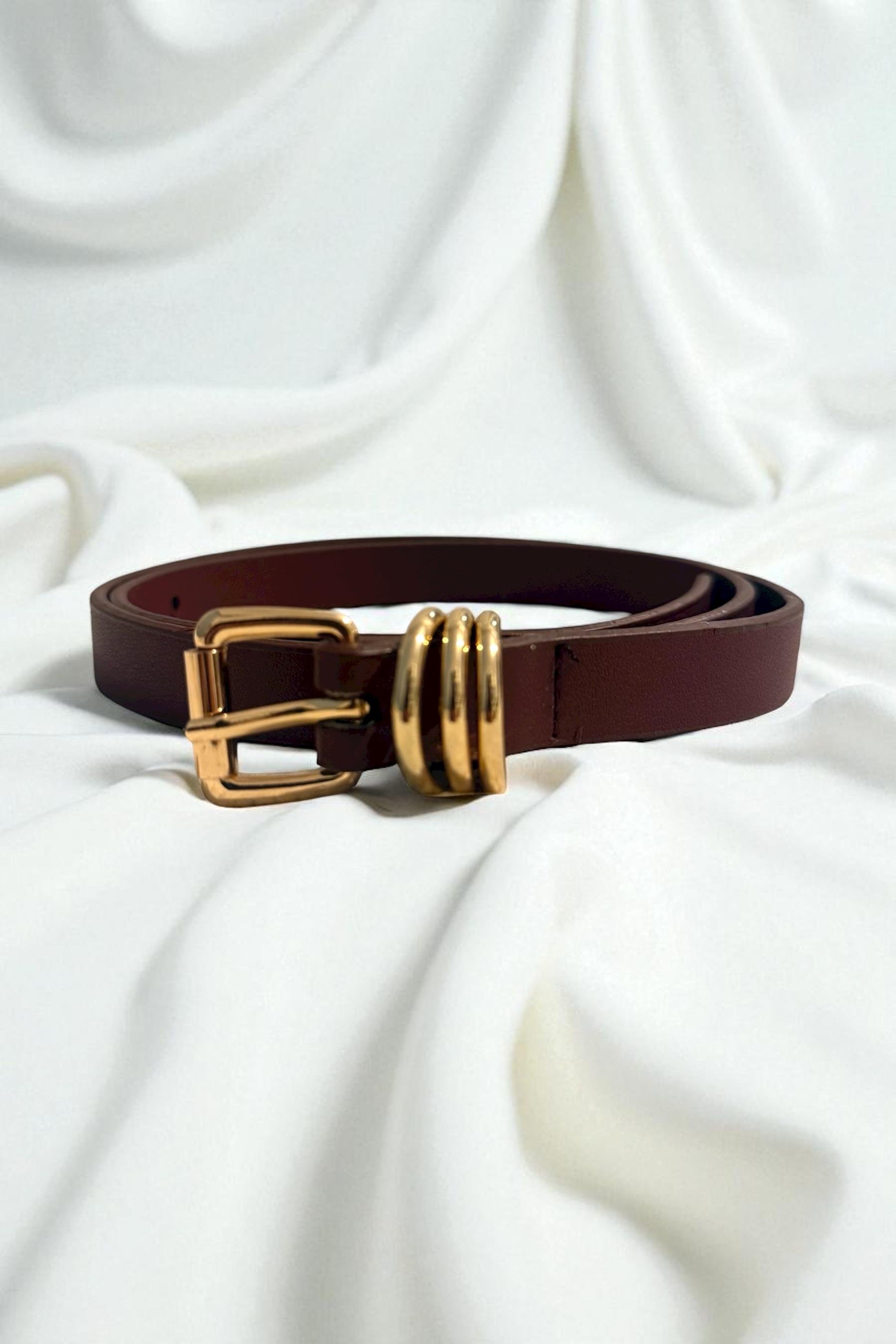 Bordo İnce Üç Köprülü Kadın Kemer