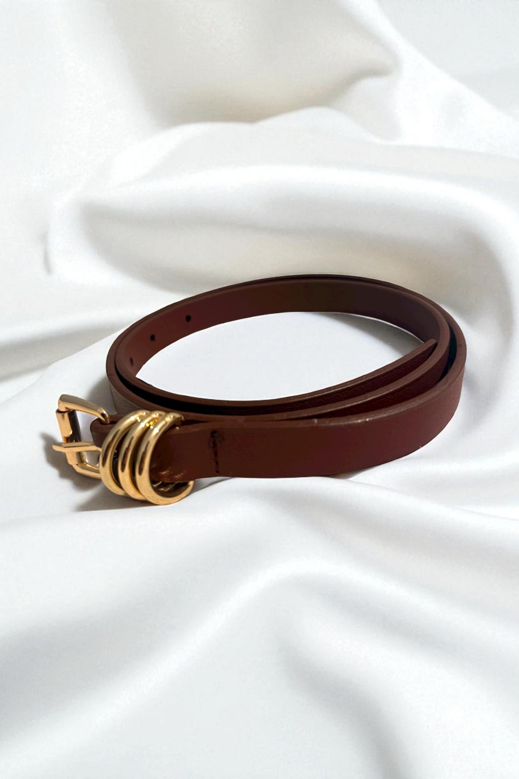 Bordo İnce Üç Köprülü Kadın Kemer