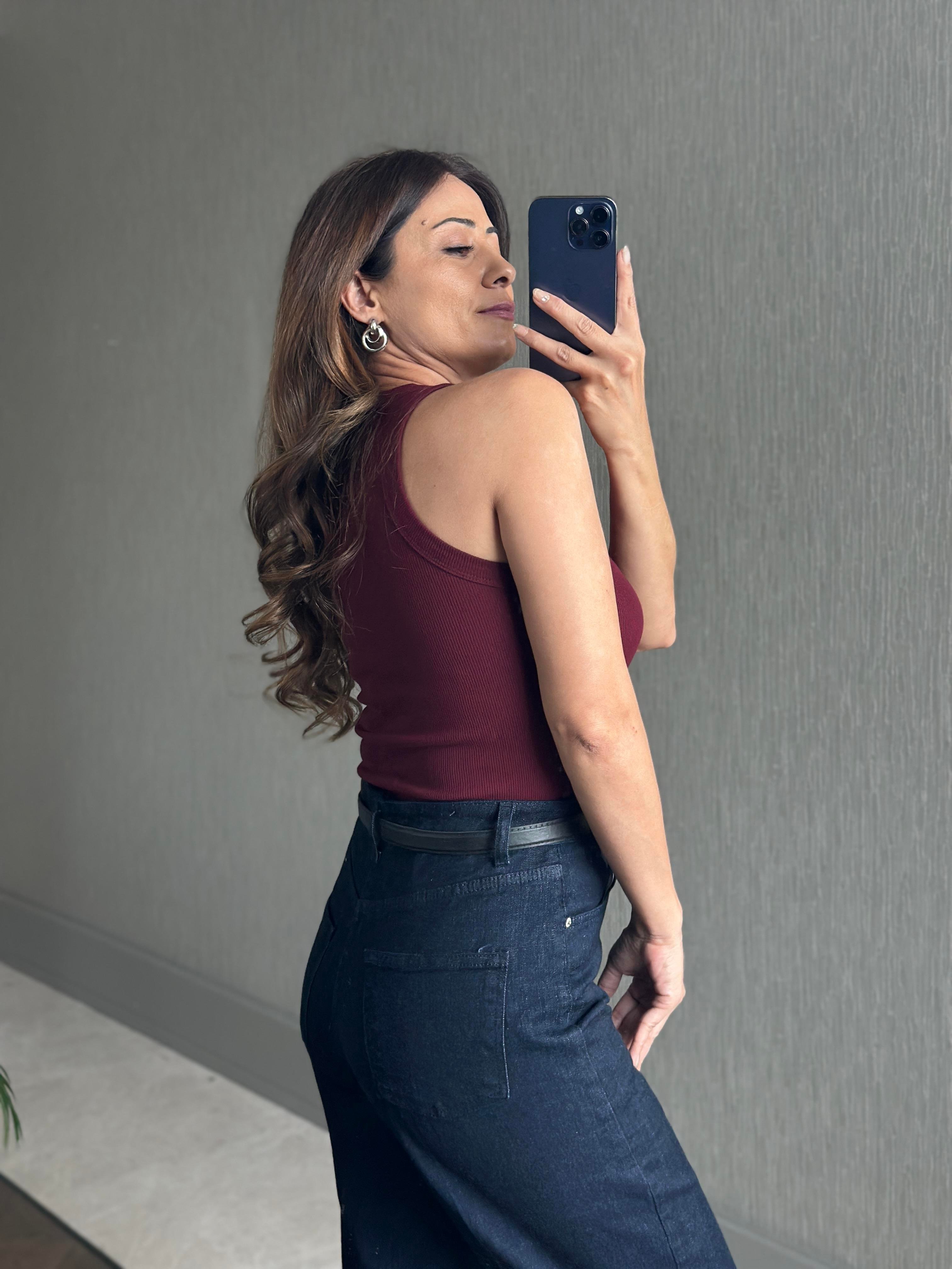 Bordo Kabartma Logolu Halter Yaka Kaşkorse Kadın Body