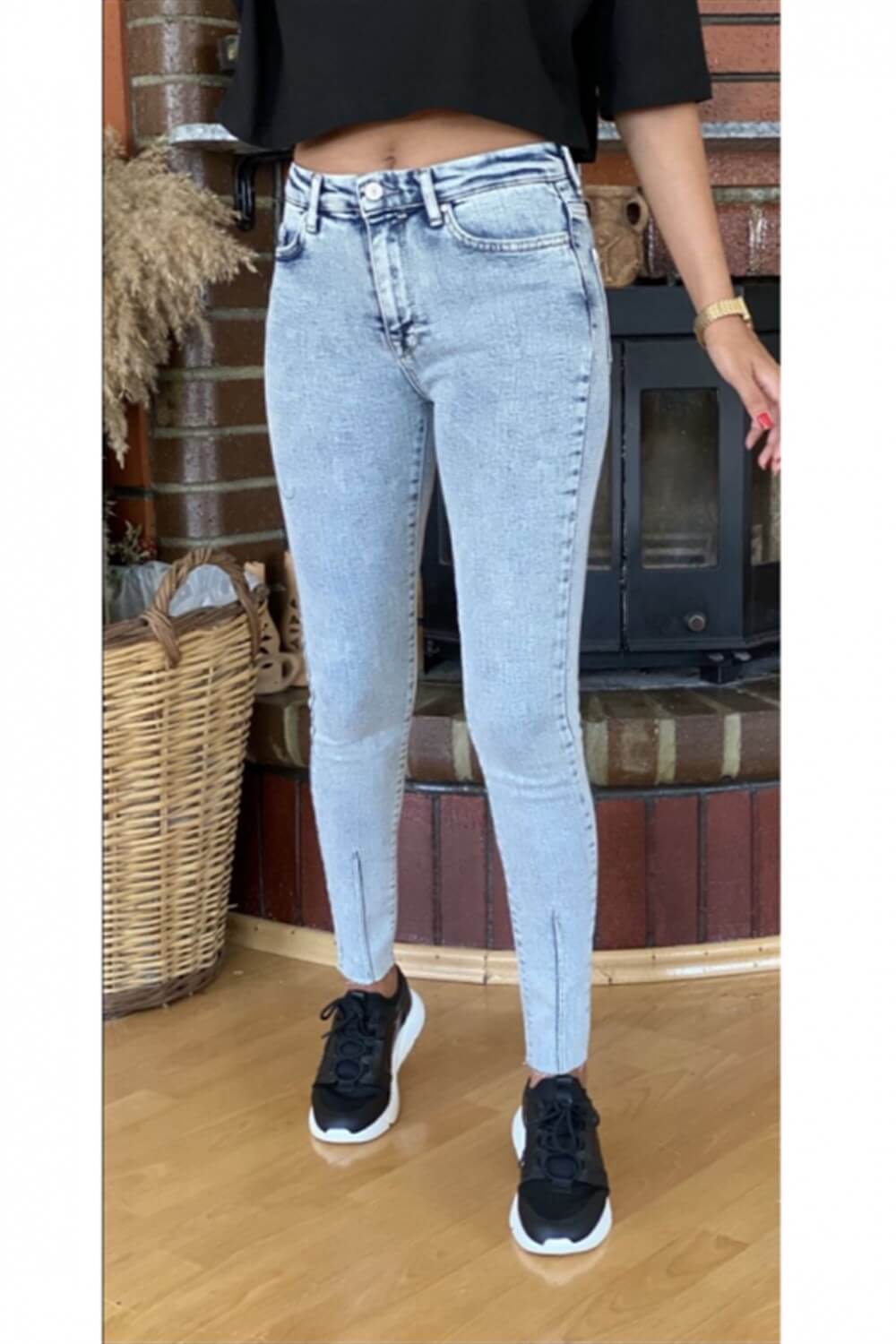 Buz Mavi Paça Dikişli Jean