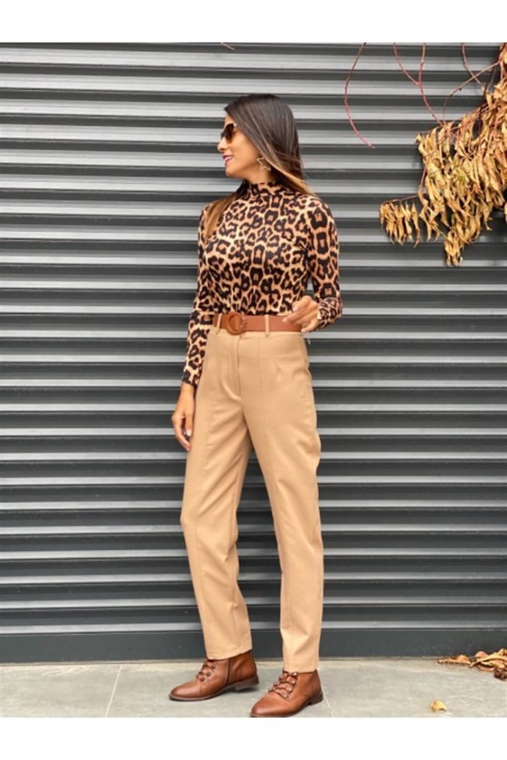 Camel Önü Dikişli Kumaş Pantolon 