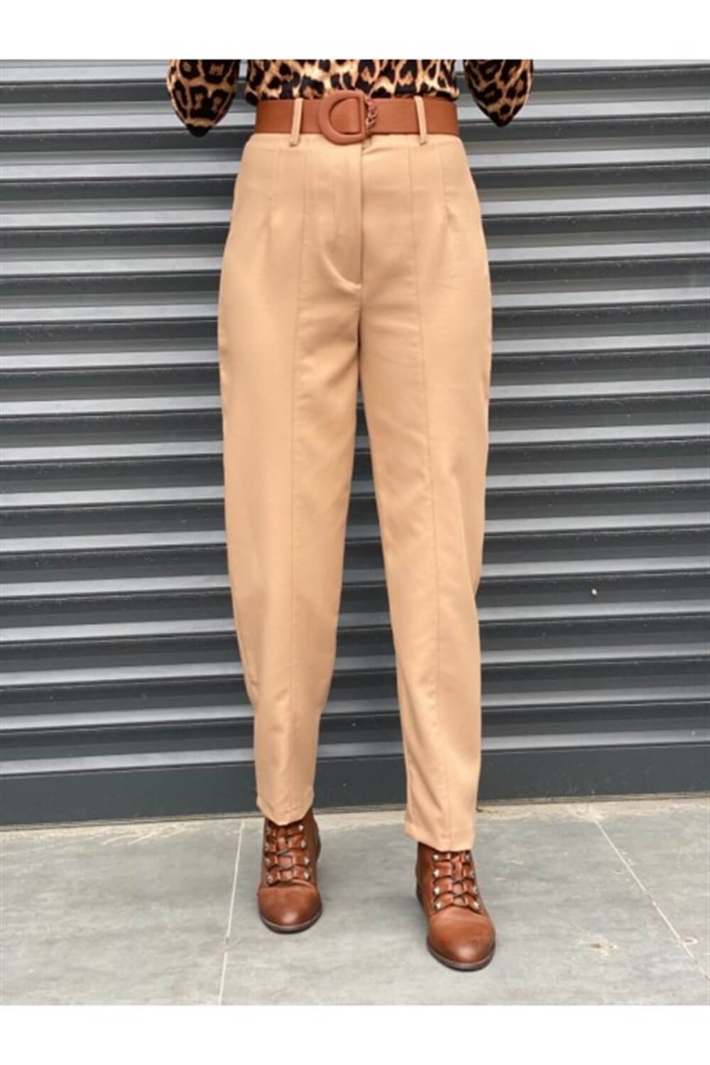 Camel Önü Dikişli Kumaş Pantolon 