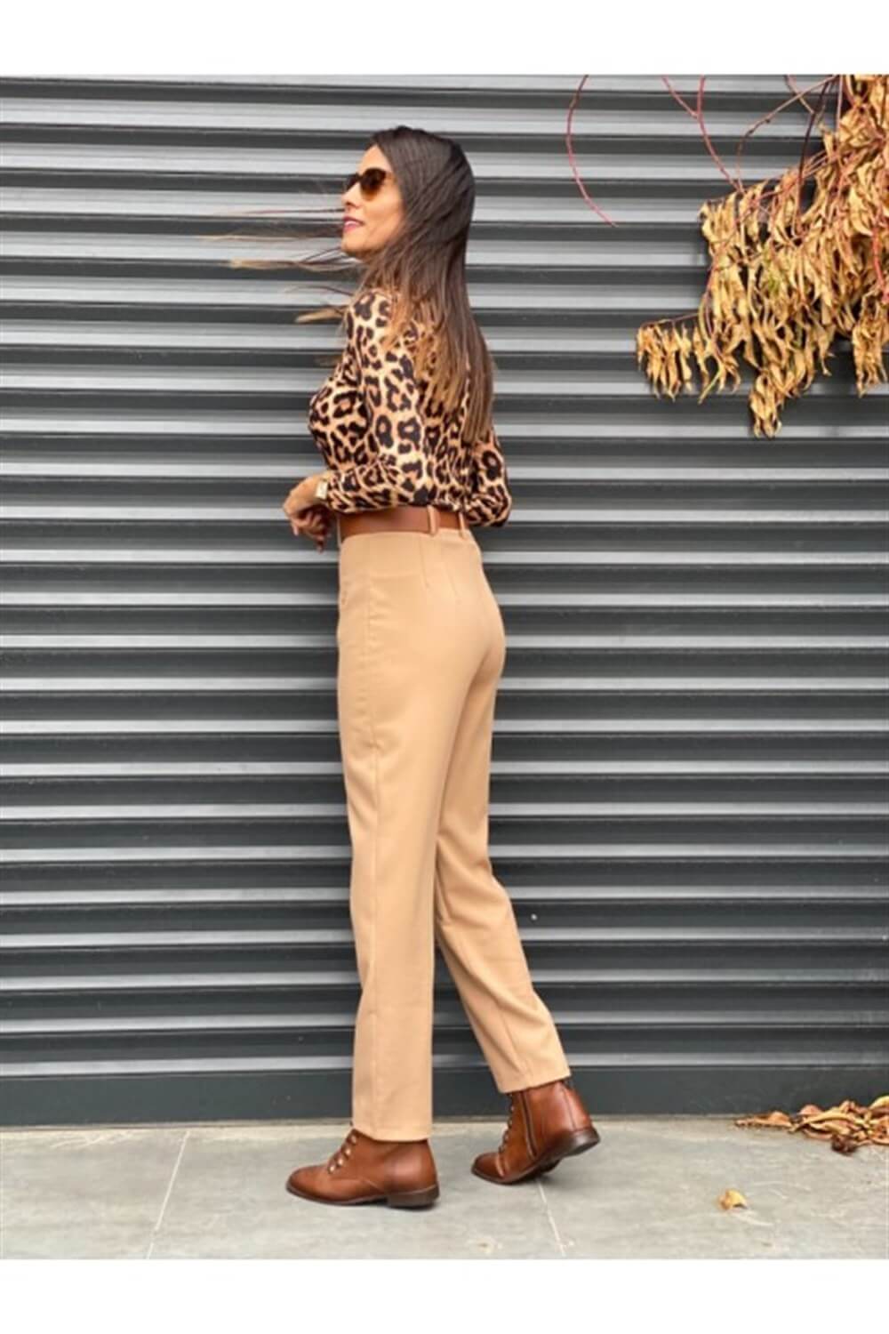 Camel Önü Dikişli Kumaş Pantolon 
