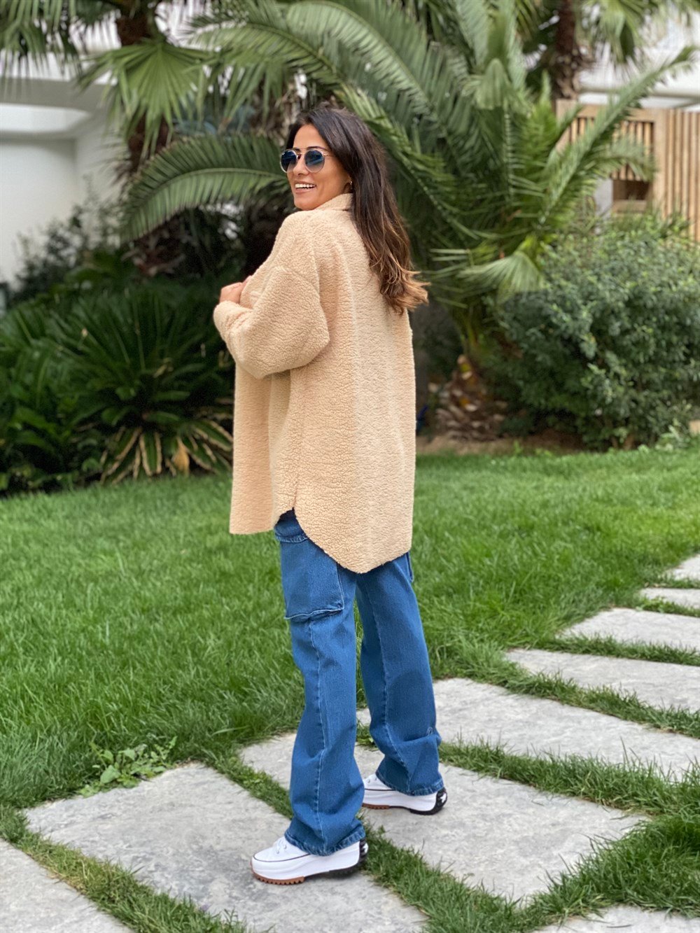 Camel Teddy Kuzu Kıvırcık Kadın Gömlek