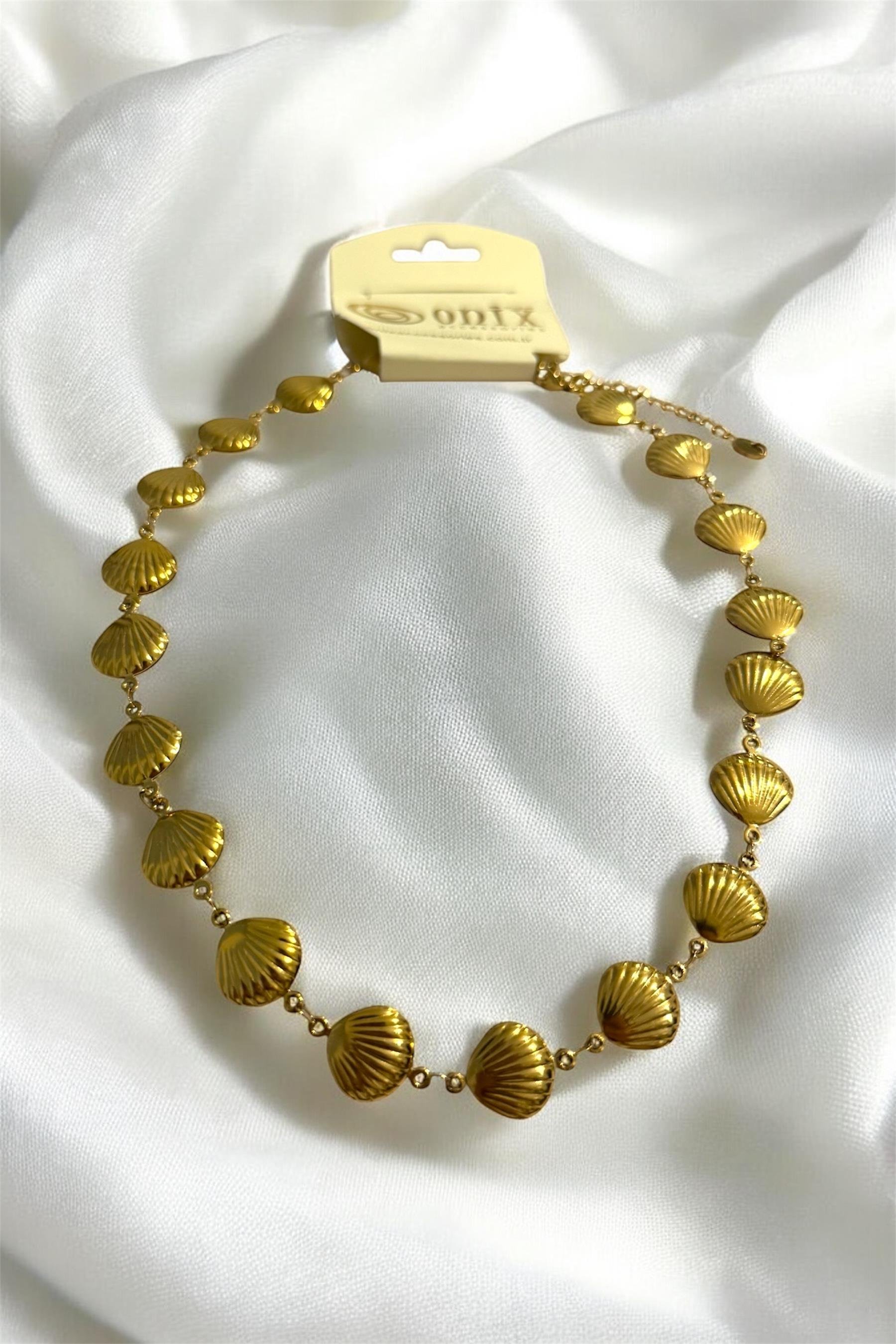 Gold İthal Çelik İstiridye Kadın Kolye